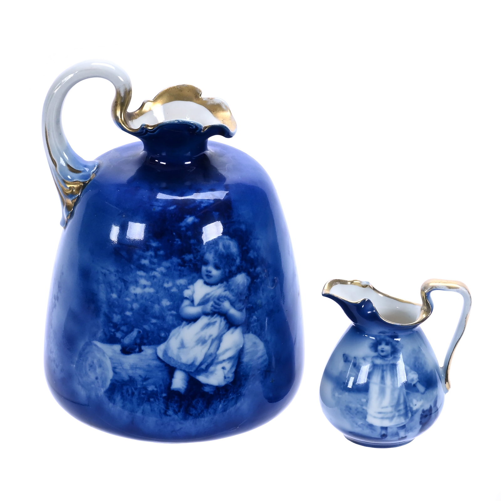 Jug And Creamer, Flow Blue Royal Bayreuth Blue Mark (1 of 4)