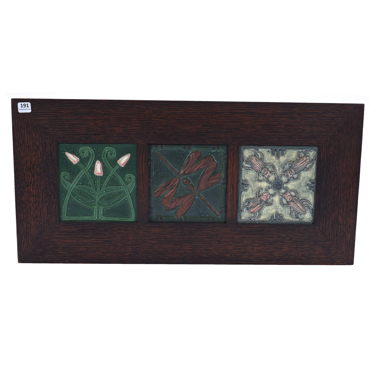 Framed Three-Tile Set, Marked Ephraim Pottery (1 of 2)