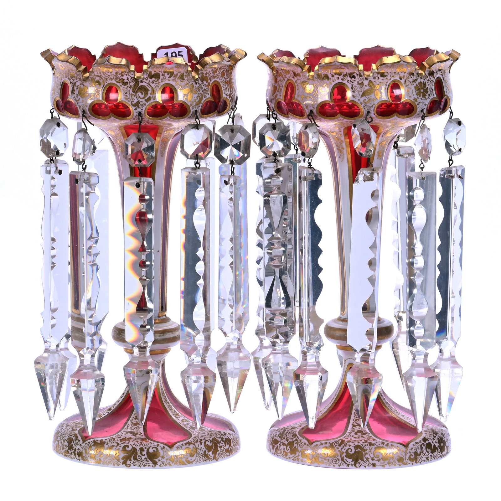 (2) Candle Lusters, Bohemian Art Glass (1 of 4)