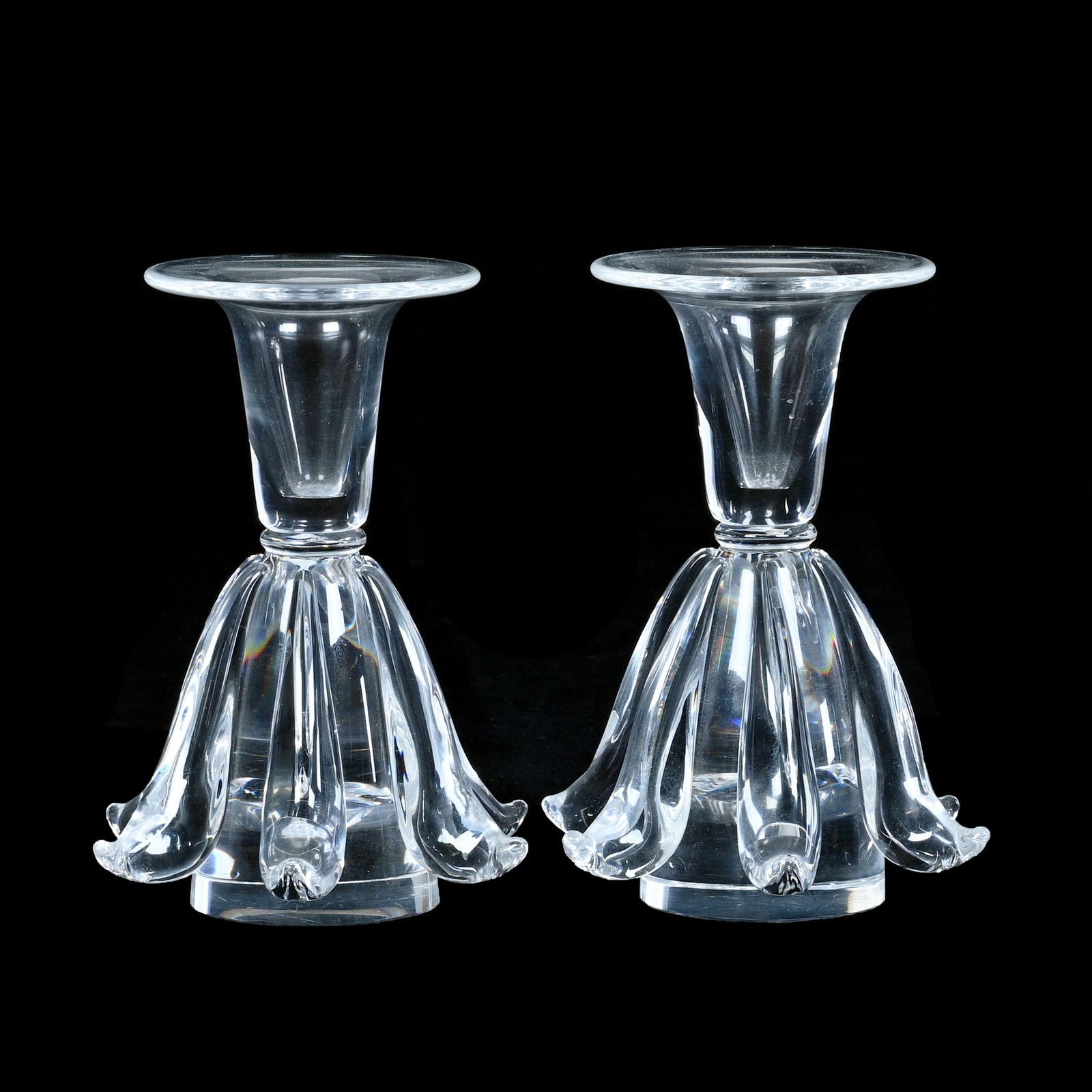 (2) Candlestick Holders, Signed Steuben (1 of 4)
