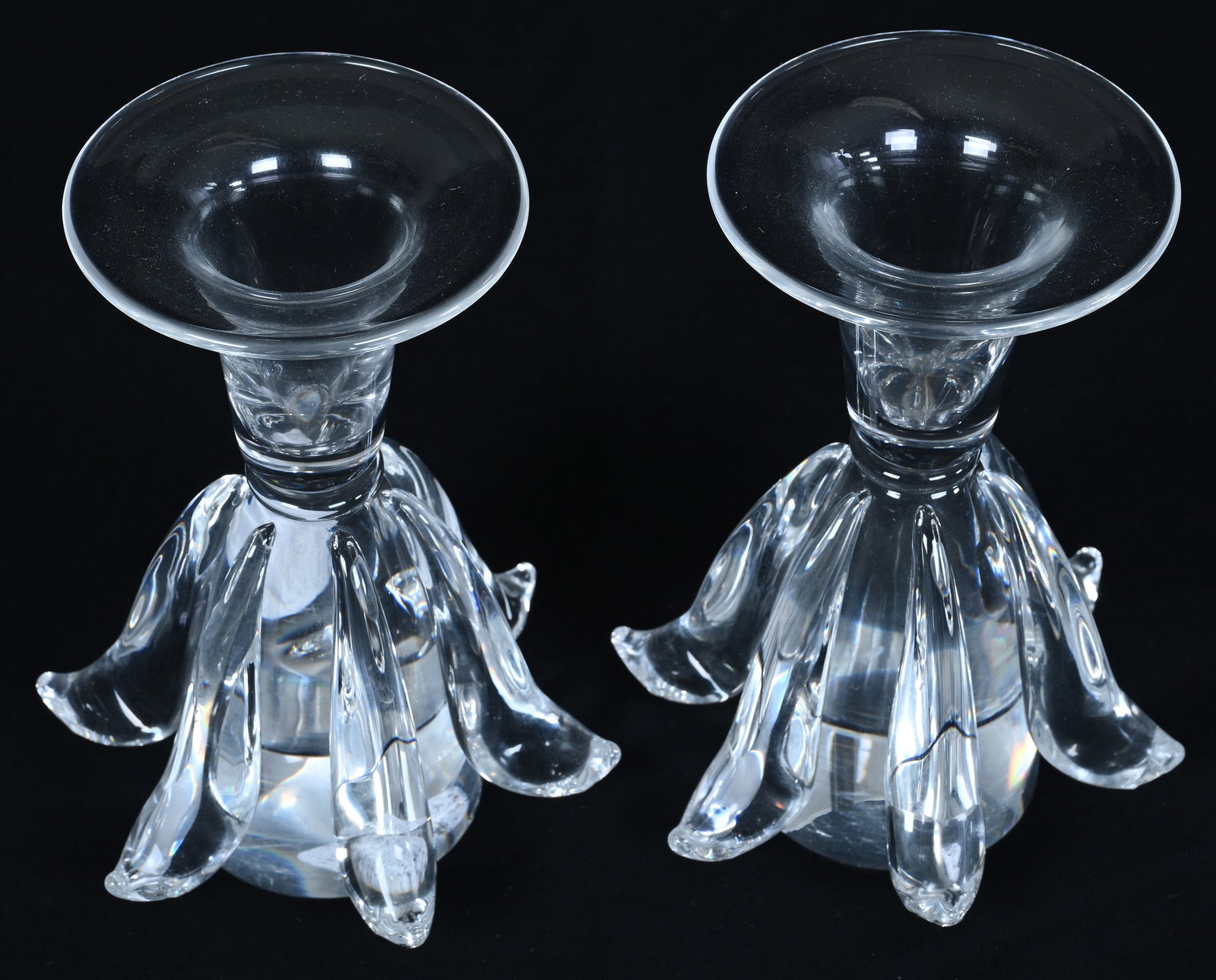 (2) Candlestick Holders, Signed Steuben - 2