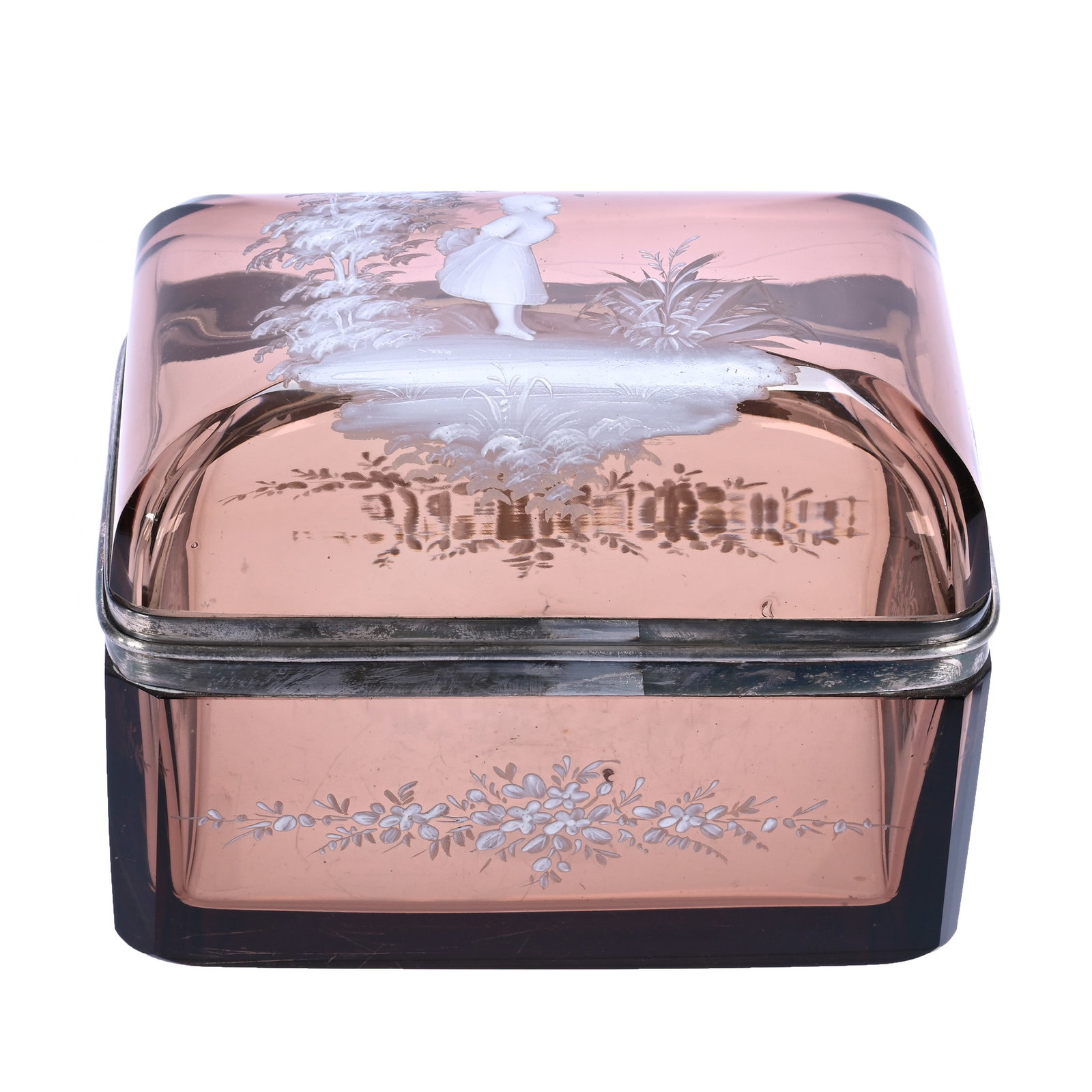 Casket Shaped Covered Box, Art Glass (1 of 3)