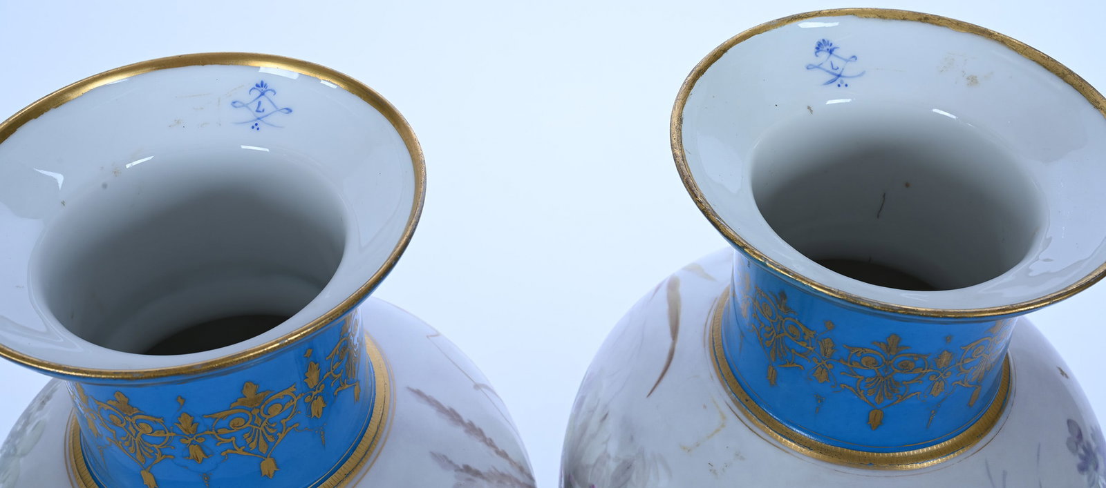 Pair Vases, French Porcelain Marked Sevres - 4