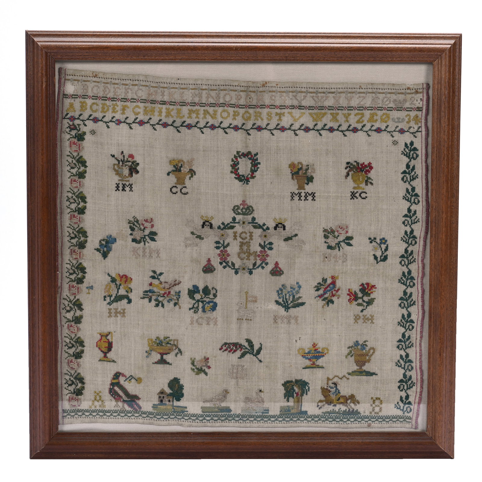 Framed Needlework Sampler (1 of 2)