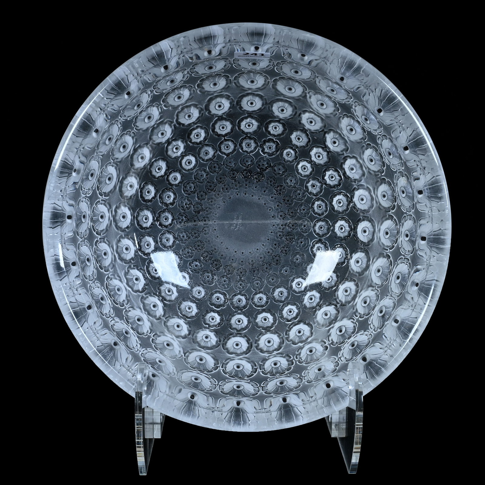 Bowl, Signed Lalique France, Nemours Pattern: Bowl, Signed Lalique France, Nemours Pattern, 10 x 10 x 4 Inches, Nice Example, 5.9 Pounds, Douglas Millhoff Collection, Ohio. Effective 6/6/26, All LiveAuctioneers Invoices Must Be Paid Using the
