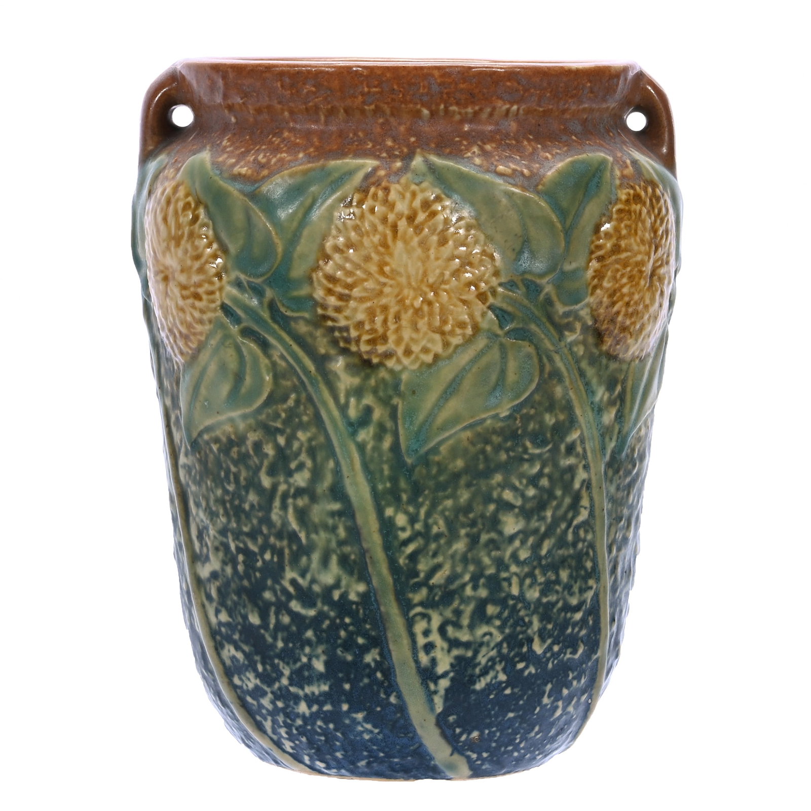 Vase, Unmarked Roseville Art Pottery, Sunflower Pattern (1 of 3)