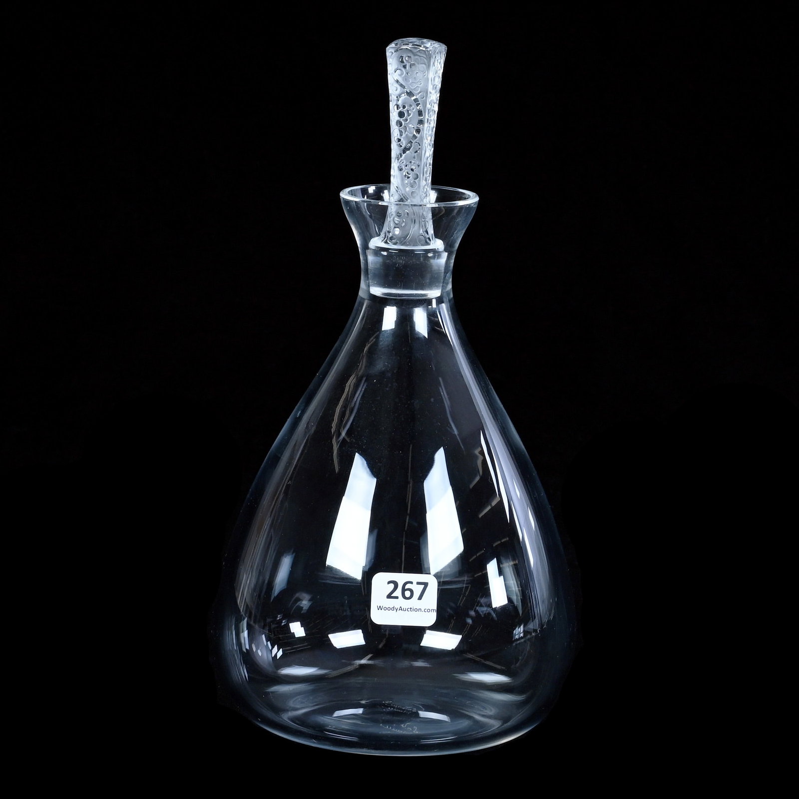 Decanter, Signed Lalique France, Phalsbourg Pattern: Decanter, Signed Lalique France, Phalsbourg Pattern, 9.5 x 5 x 5 Inches, Original Stopper, 1.8 Pounds, Private Collection, Kansas. Effective 6/6/26, All LiveAuctioneers Invoices Must Be Paid Using the