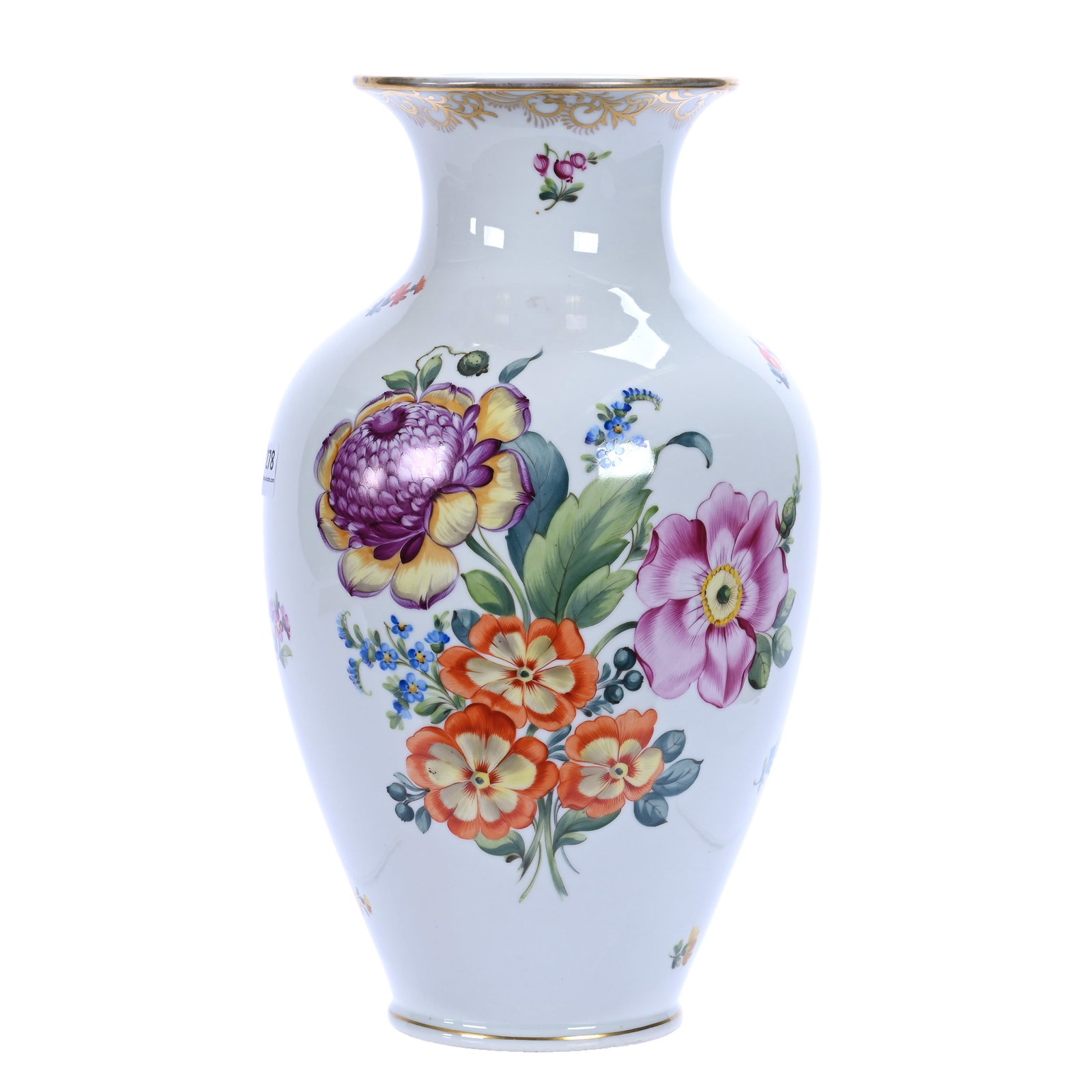 Vase, Marked Herend Porcelain: Vase, Marked Herend Porcelain, 12.25 x 7 x 7 Inches, White With Colorful Hand Painted Floral Decor, Tiny Factory Flaw Near Base, 4.7 Pounds, Private Collection, Michigan. Effective 6/6/26, All LiveAuc