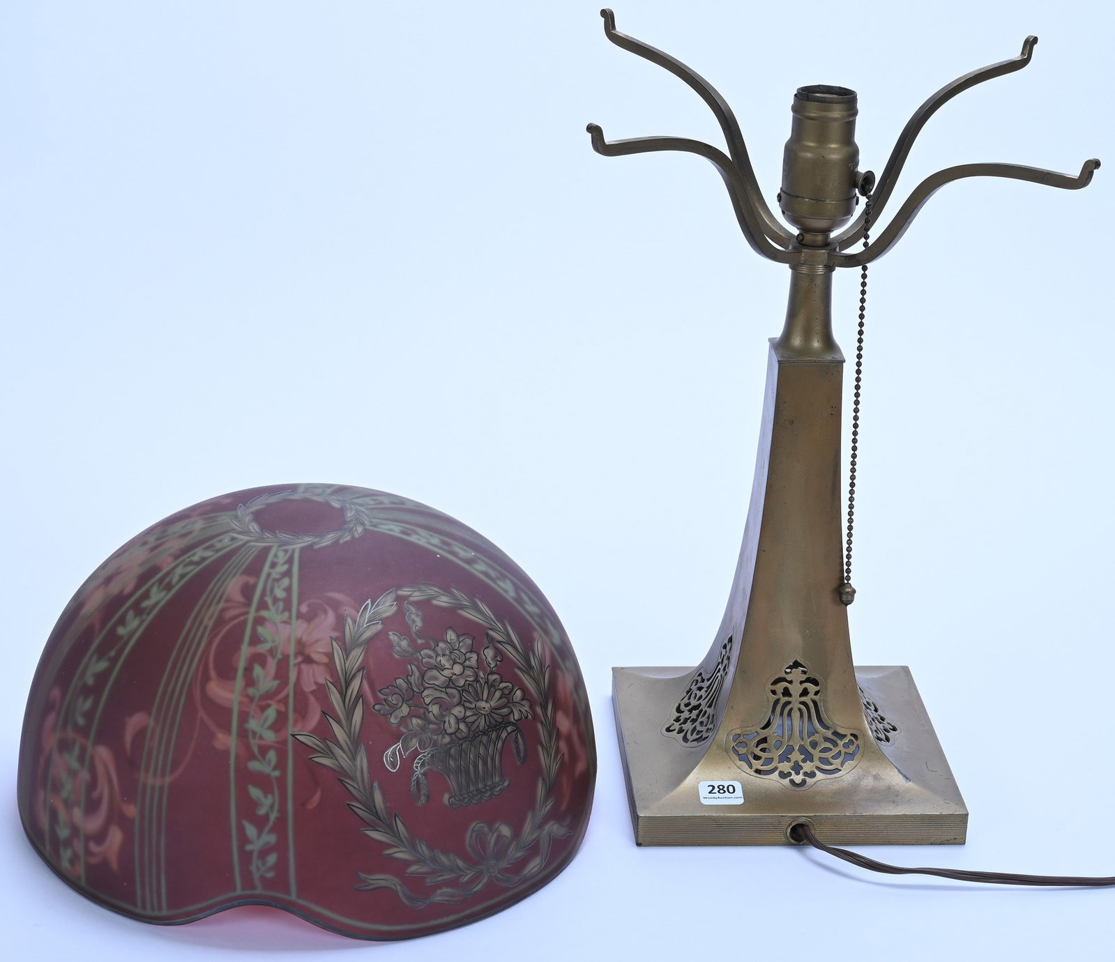 Table Lamp, Pairpoint Base, Reverse Painted - 2