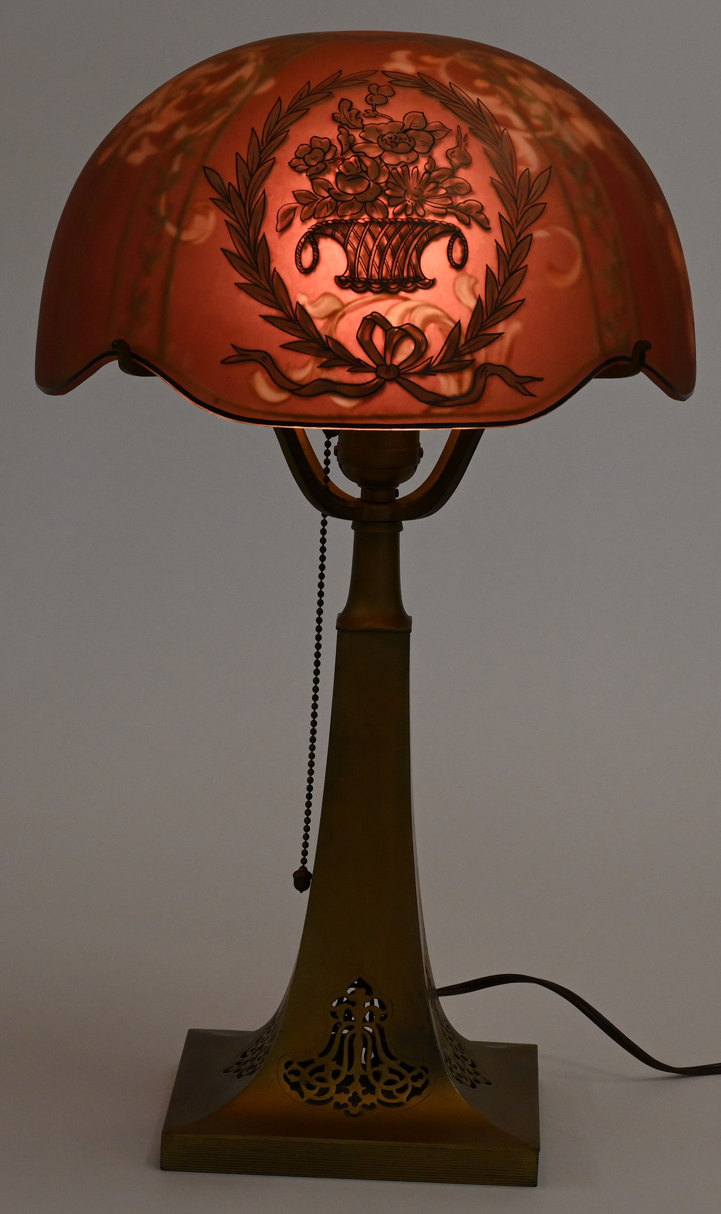 Table Lamp, Pairpoint Base, Reverse Painted - 5