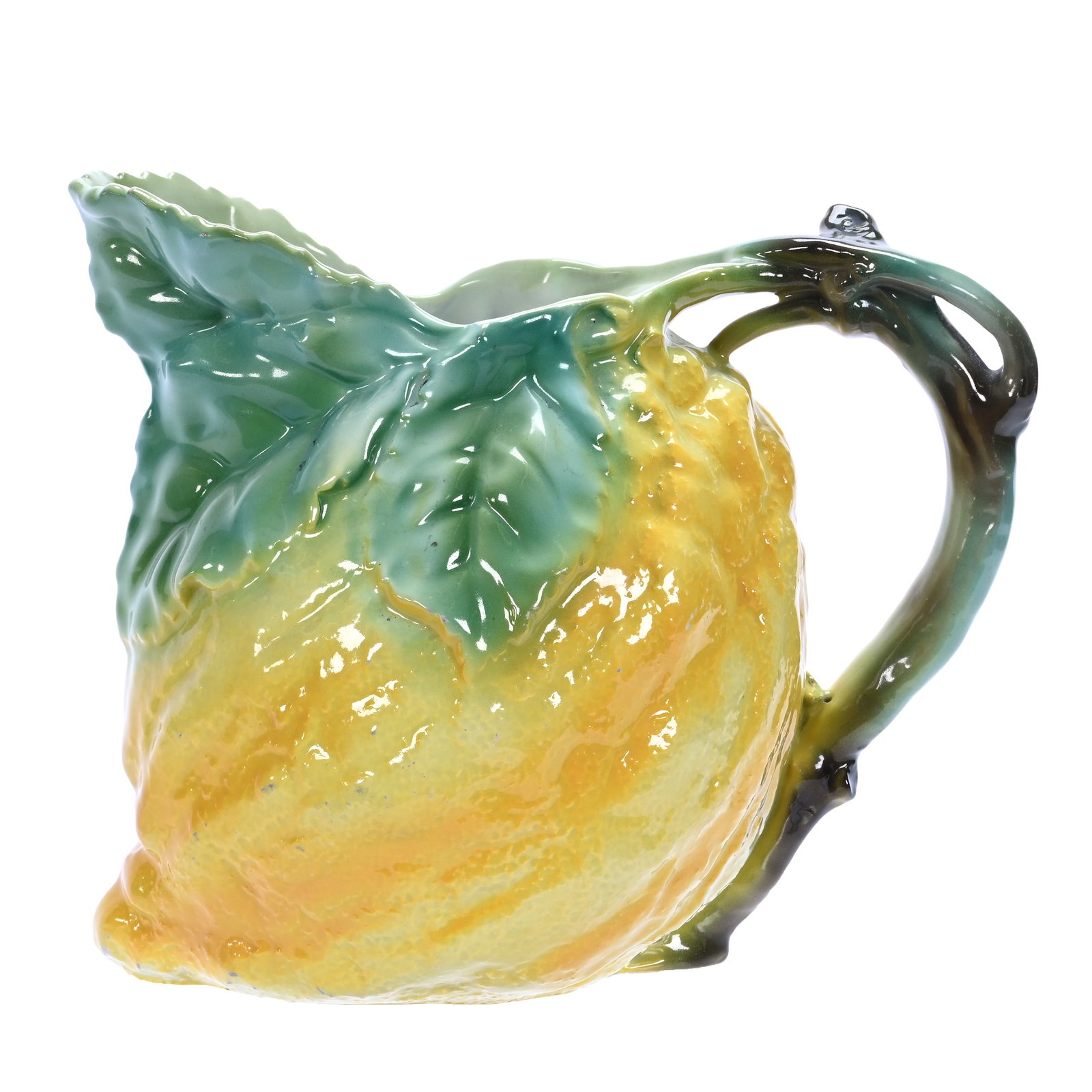 Lemonade Pitcher, Royal Bayreuth Blue Mark: Lemonade Pitcher, Royal Bayreuth Blue Mark, 7.5 x 9 x 6 Inches, Lemon Pattern, 2.4 Pounds, William "Bill" Wright Collection, Wisconsin. Effective 6/6/26, All LiveAuctioneers Invoices Must Be Paid