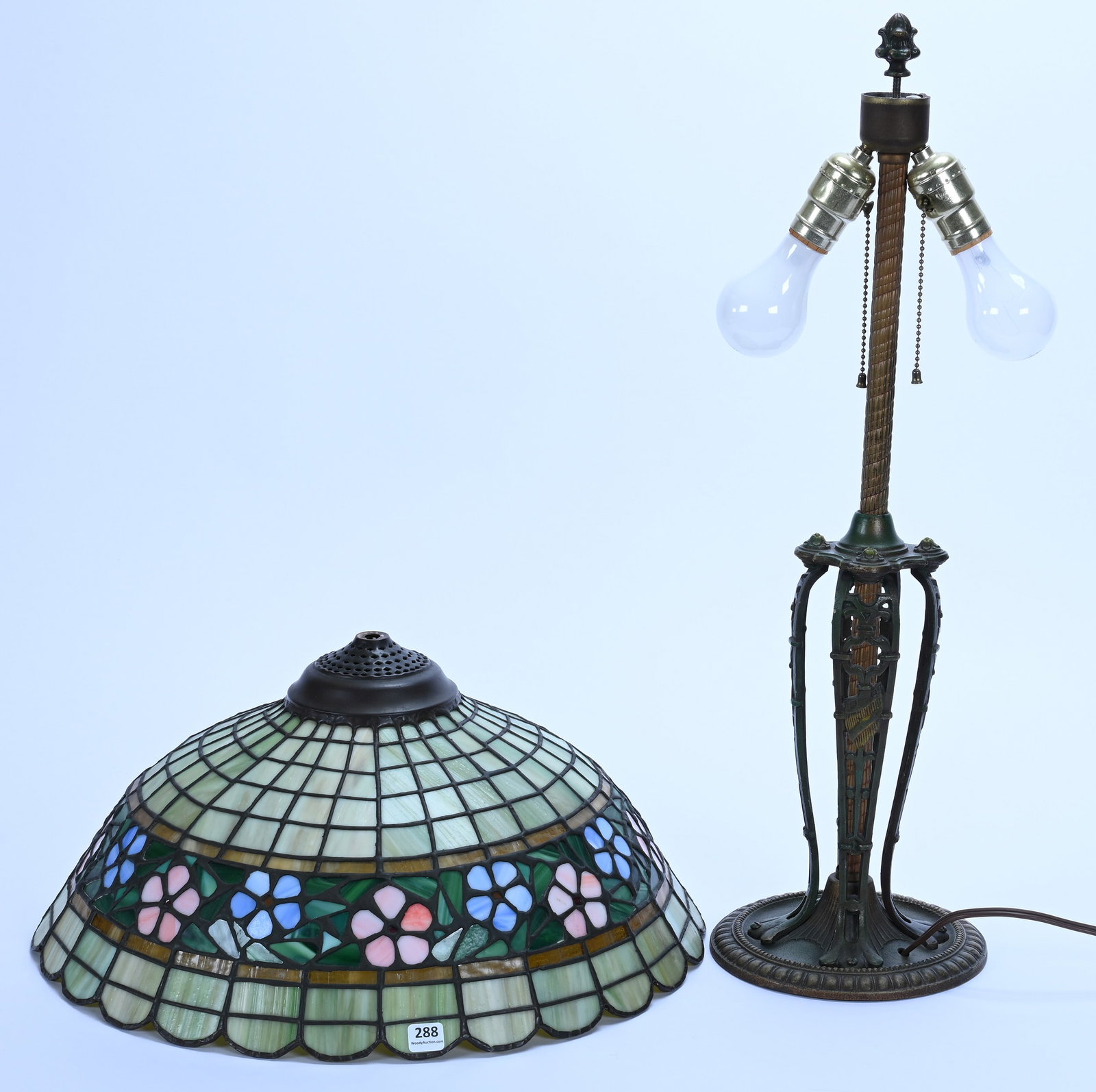 Table Lamp, American Leaded Glass Shade - 2