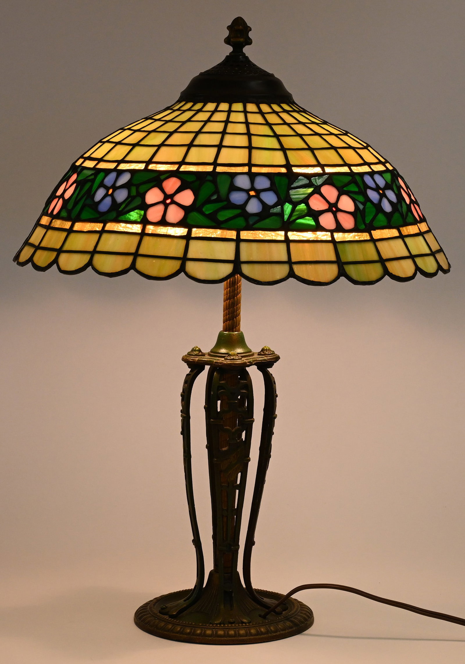 Table Lamp, American Leaded Glass Shade - 4