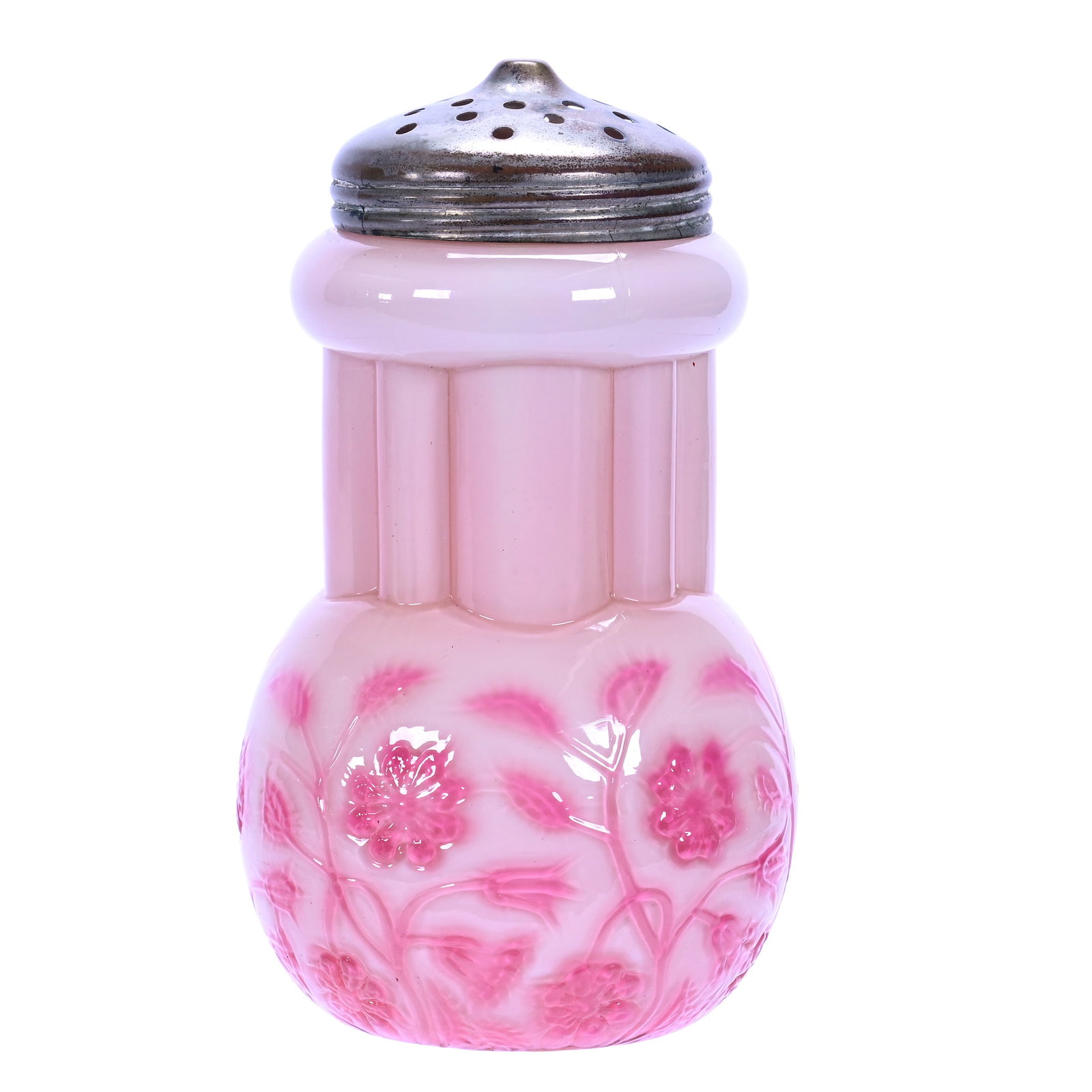 Sugar Shaker, Findlay Onyx Rose Art Glass: Sugar Shaker, Findlay Onyx Rose Art Glass, 5.25 x 3 x 3 Inches, Very Rare, Great Color, 0.8 Pounds, Douglas Millhoff Collection, Ohio. Effective 6/6/26, All LiveAuctioneers Invoices Must Be Paid