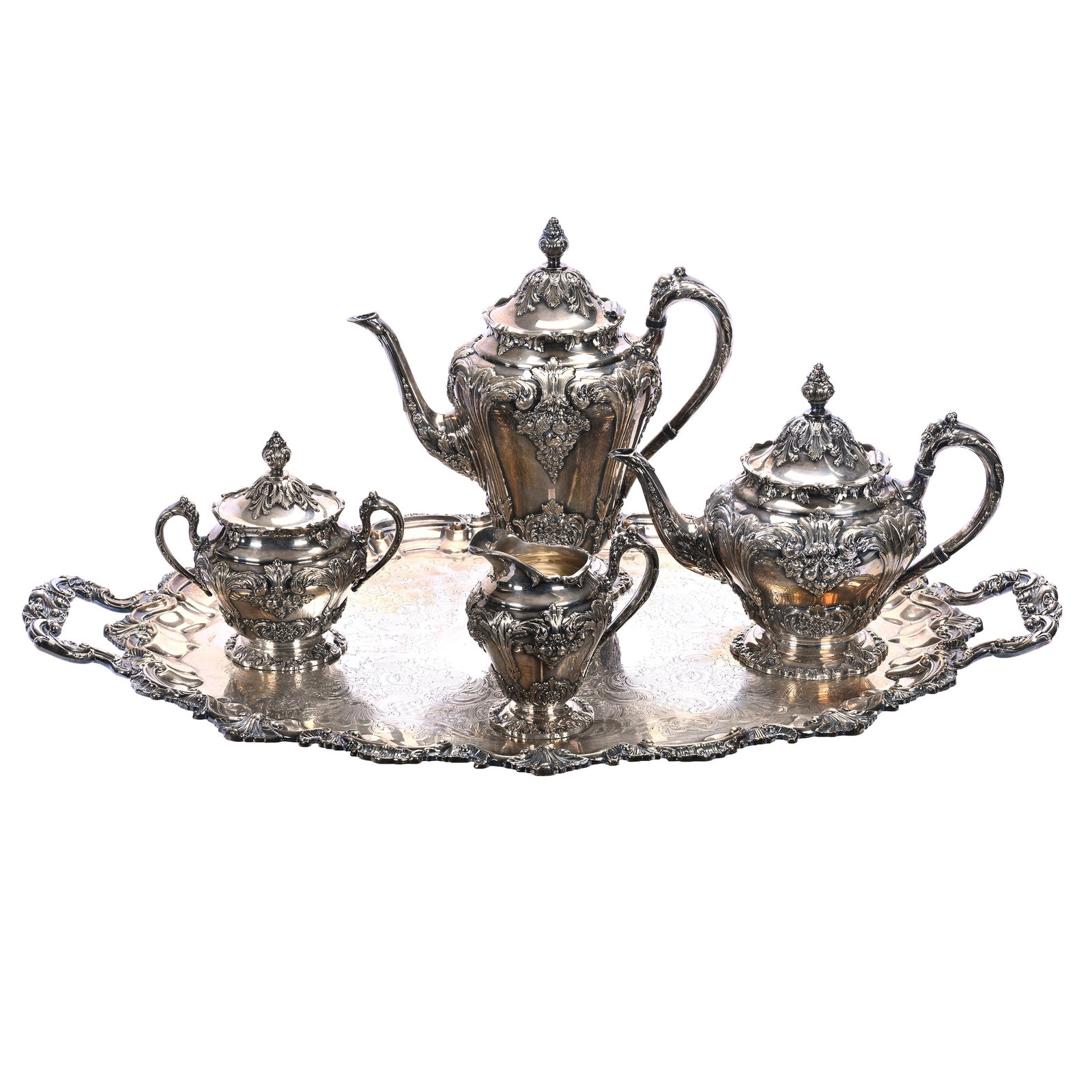 (5) Piece Tea Service, Silverplate Marked Reed And Barton (1 of 5)