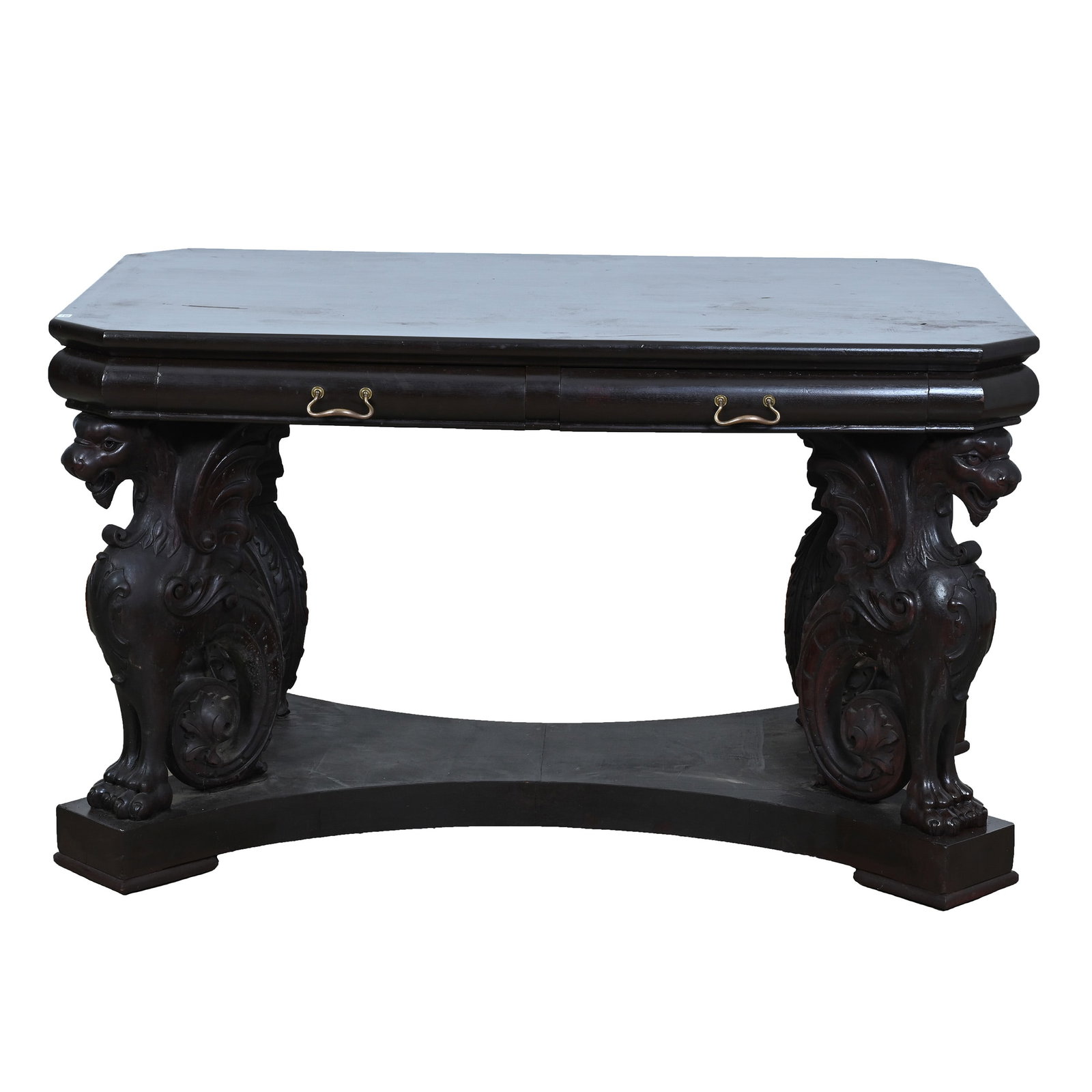 Library Table, Carved Mahogany (1 of 5)