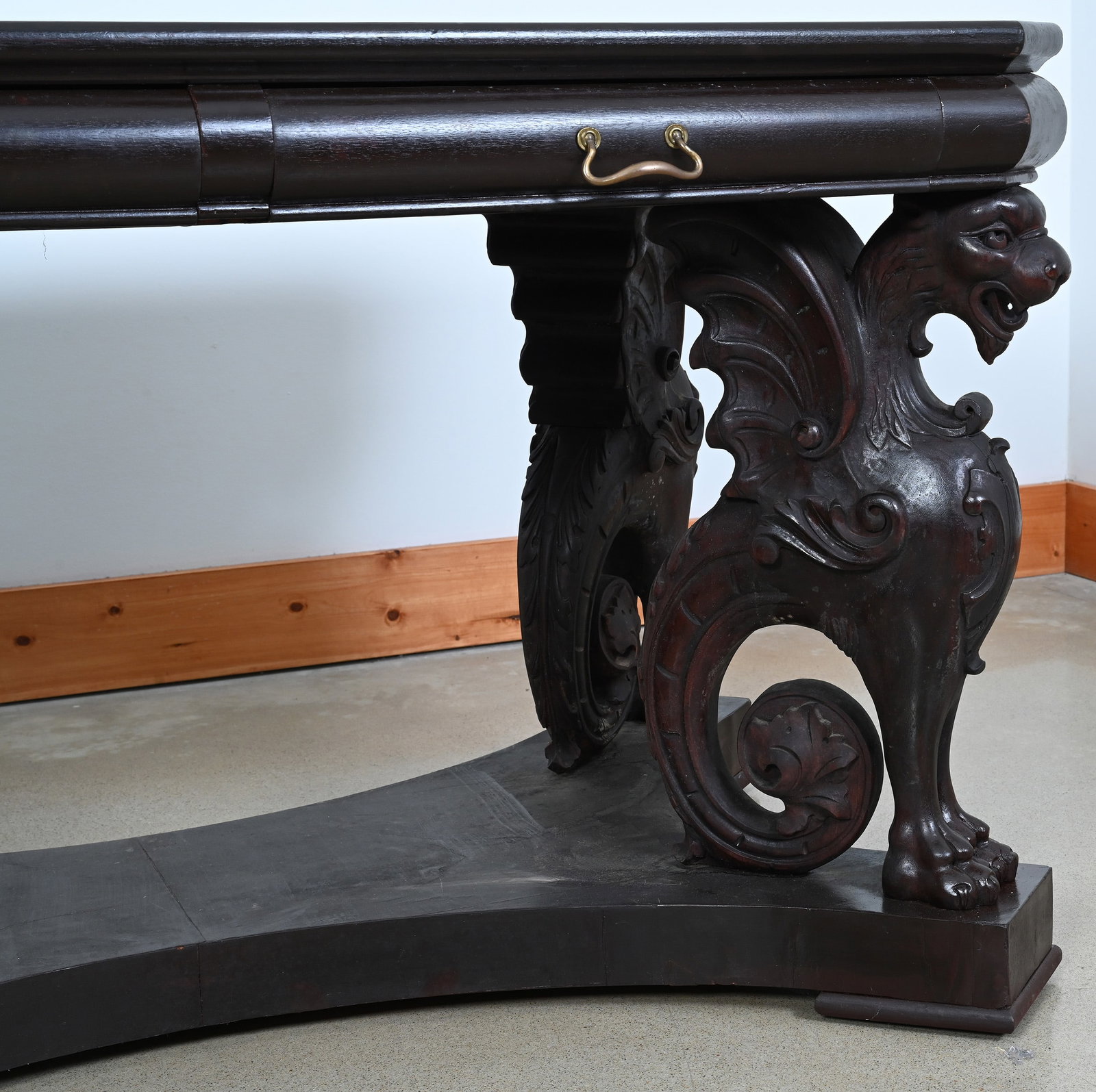 Library Table, Carved Mahogany - 2