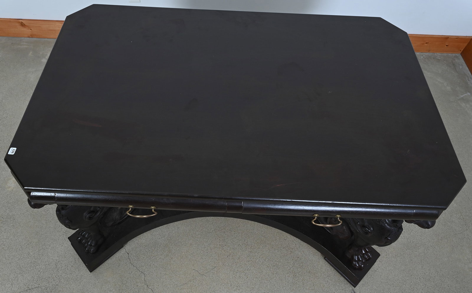 Library Table, Carved Mahogany - 4