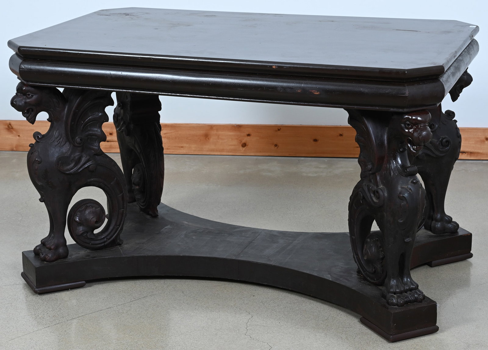 Library Table, Carved Mahogany - 5