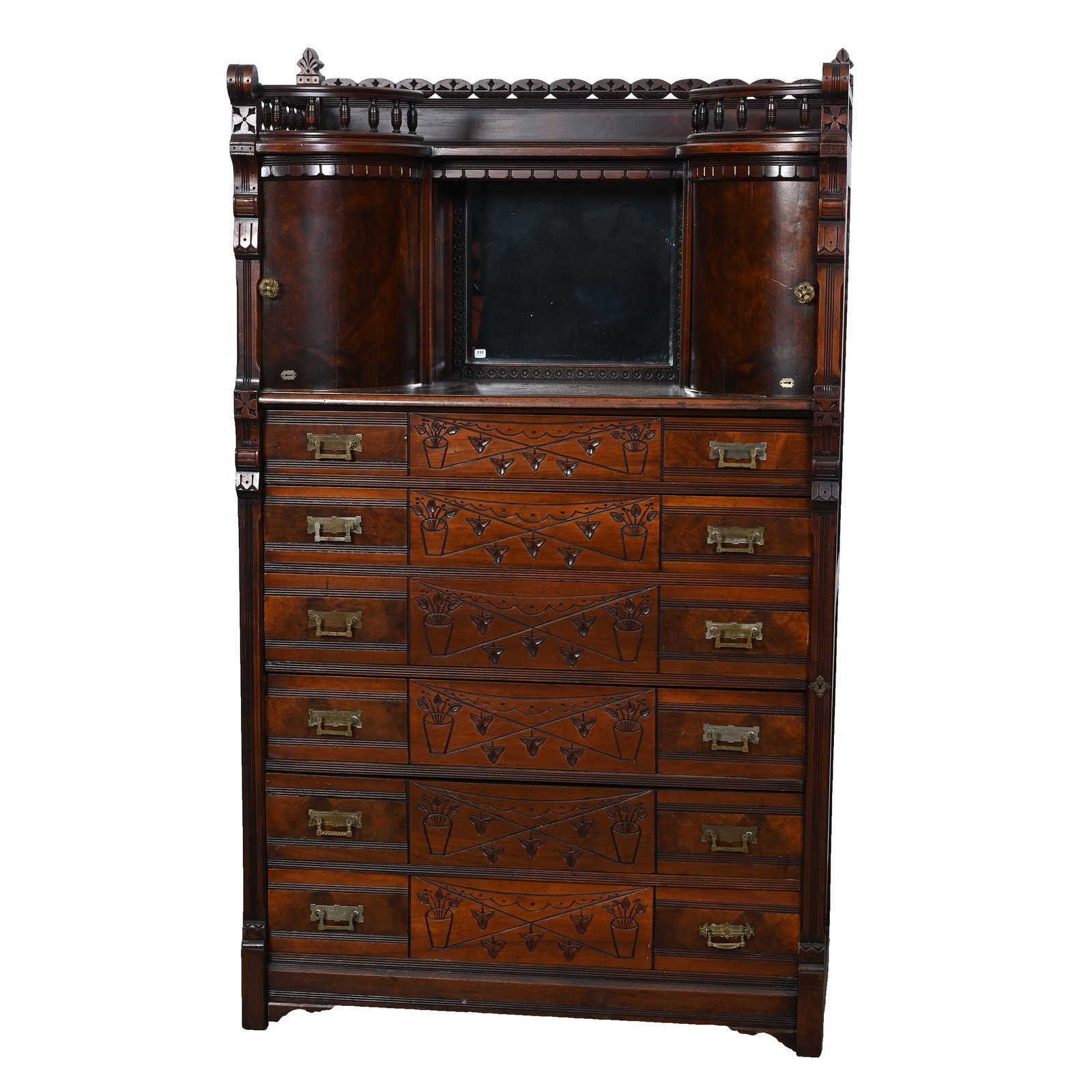 Rare Sidelock Dresser Cabinet, Walnut (1 of 7)