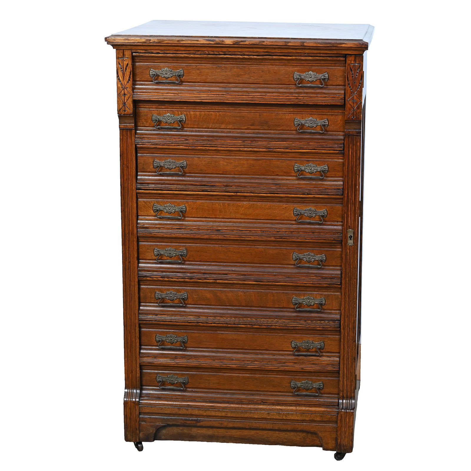 High Boy Side Lock Dresser, Oak (1 of 4)