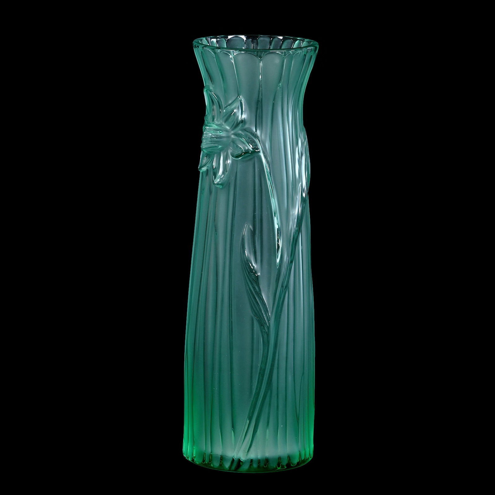Vase, Signed Lalique France, Jonquils Pattern: Vase, Signed Lalique France, Jonquils Pattern, 10.5 x 3.25 x 3.25 Inches, Solid Ice Green, 2.2 Pounds, Cliff And Myra Bilbo Collection, TN, Effective 6/6/26 - All LiveAuctioneers Invoices Must Be