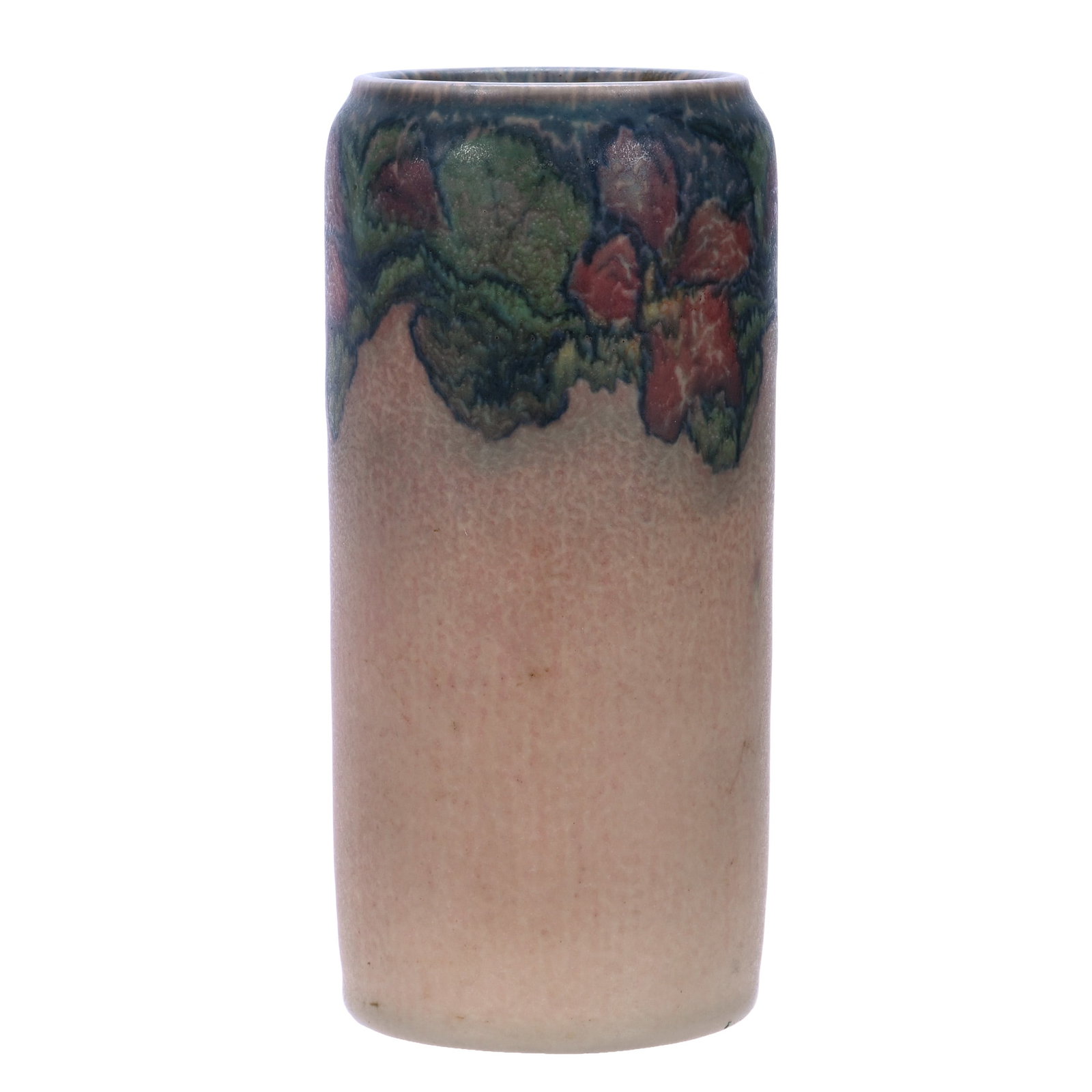 Cylinder Vase, Marked Rookwood #952F Art Pottery, Dated 1926: Cylinder Vase, Marked Rookwood #952F Art Pottery, Dated 1926, 6.25 x 3 x 3 Inches, Cream Tones With Blue, Pink, And Green Floral Border, Artist Signed, Attributed To William Purcell McDonald, 1.1