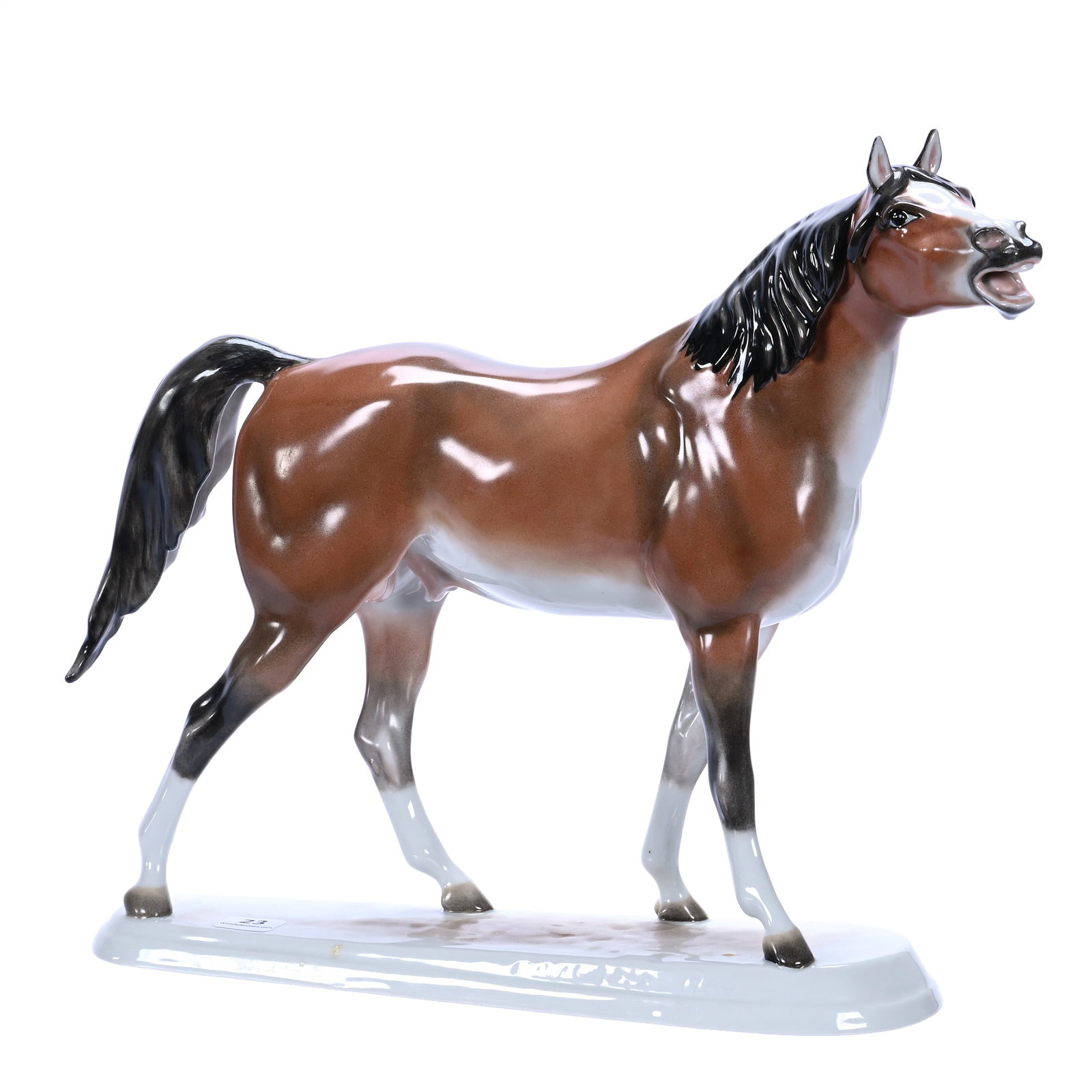 Figurine, Marked Herend: Figurine, Marked Herend, 11.75 x 14 x 4.5 Inches, Stallion, Good Color, 3.1 Pounds, Cliff And Myra Bilbo Collection, TN, Effective 6/6/26 - All LiveAuctioneers Invoices Must Be Paid Using the PAY NOW 