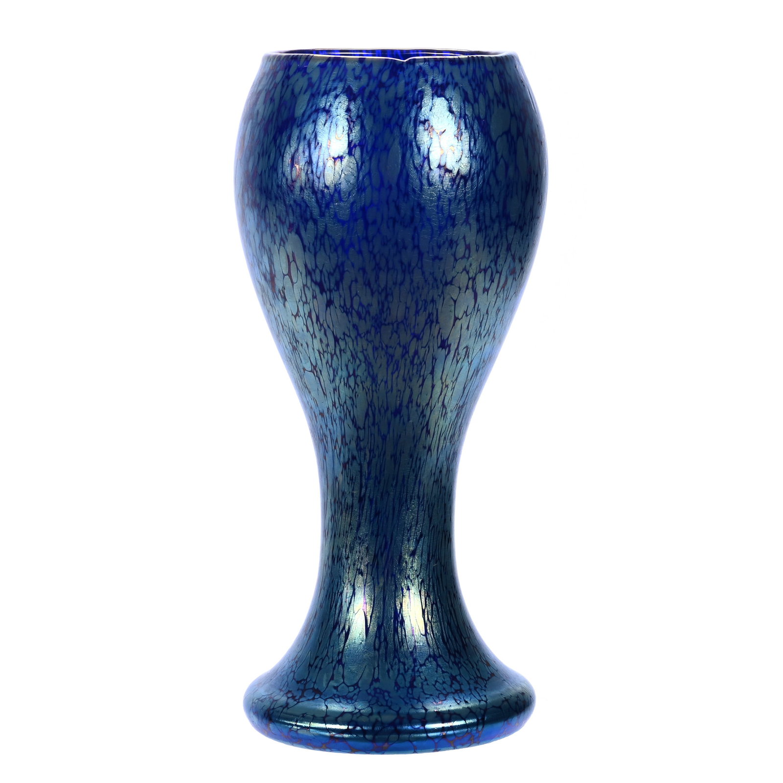 Vase, Unmarked Loetz Art Glass, Cobalt Papillon: Vase, Unmarked Loetz Art Glass, Cobalt Papillon, 11.75 x 5.25 x 5.25 Inches, Nice Size And Quality, 3 Pounds, John And Doris Carty Estate Collection, IA, Effective 6/6/26 - All LiveAuctioneers