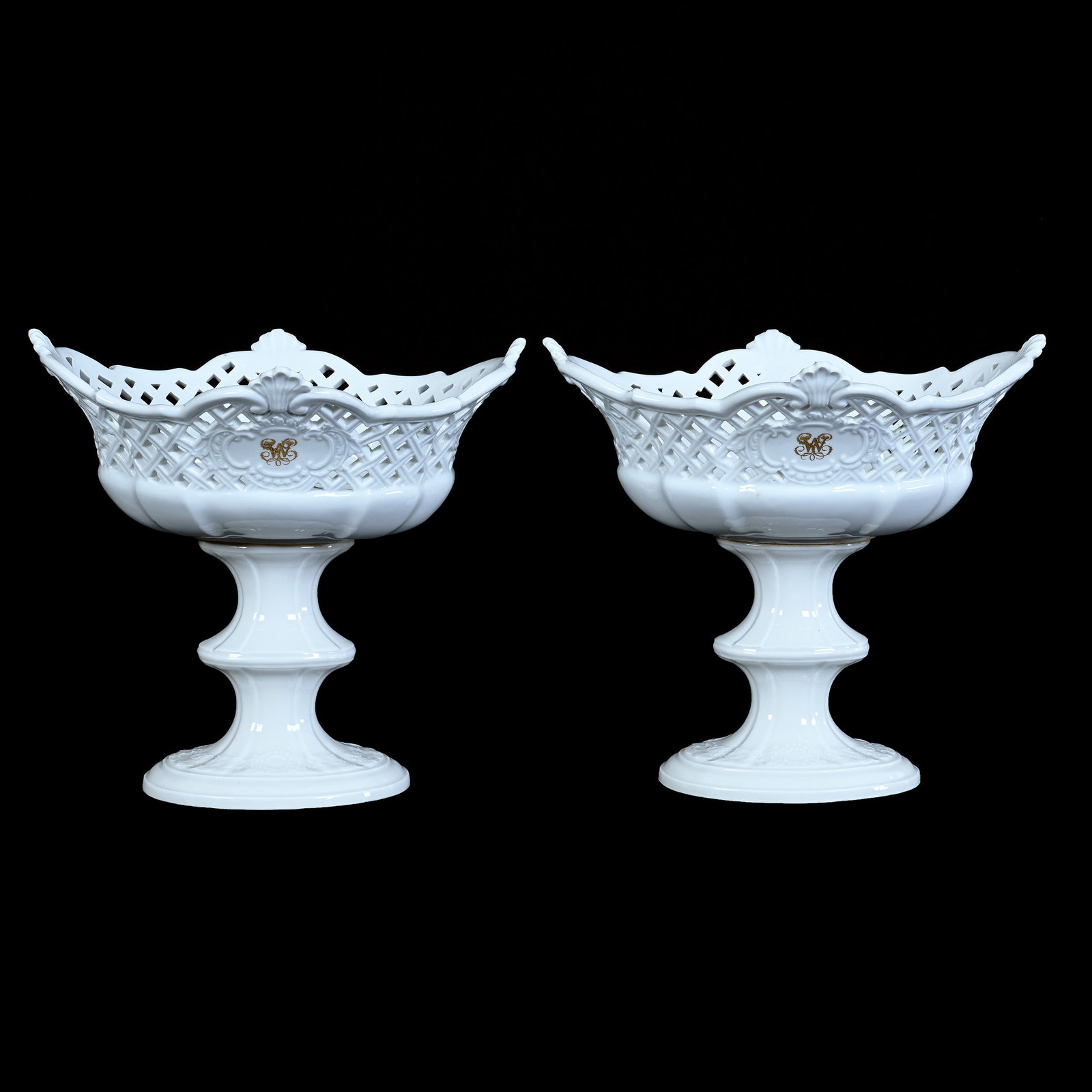 Pair Compotes, Marked Meissen (Blue Crossed Swords) (1 of 3)