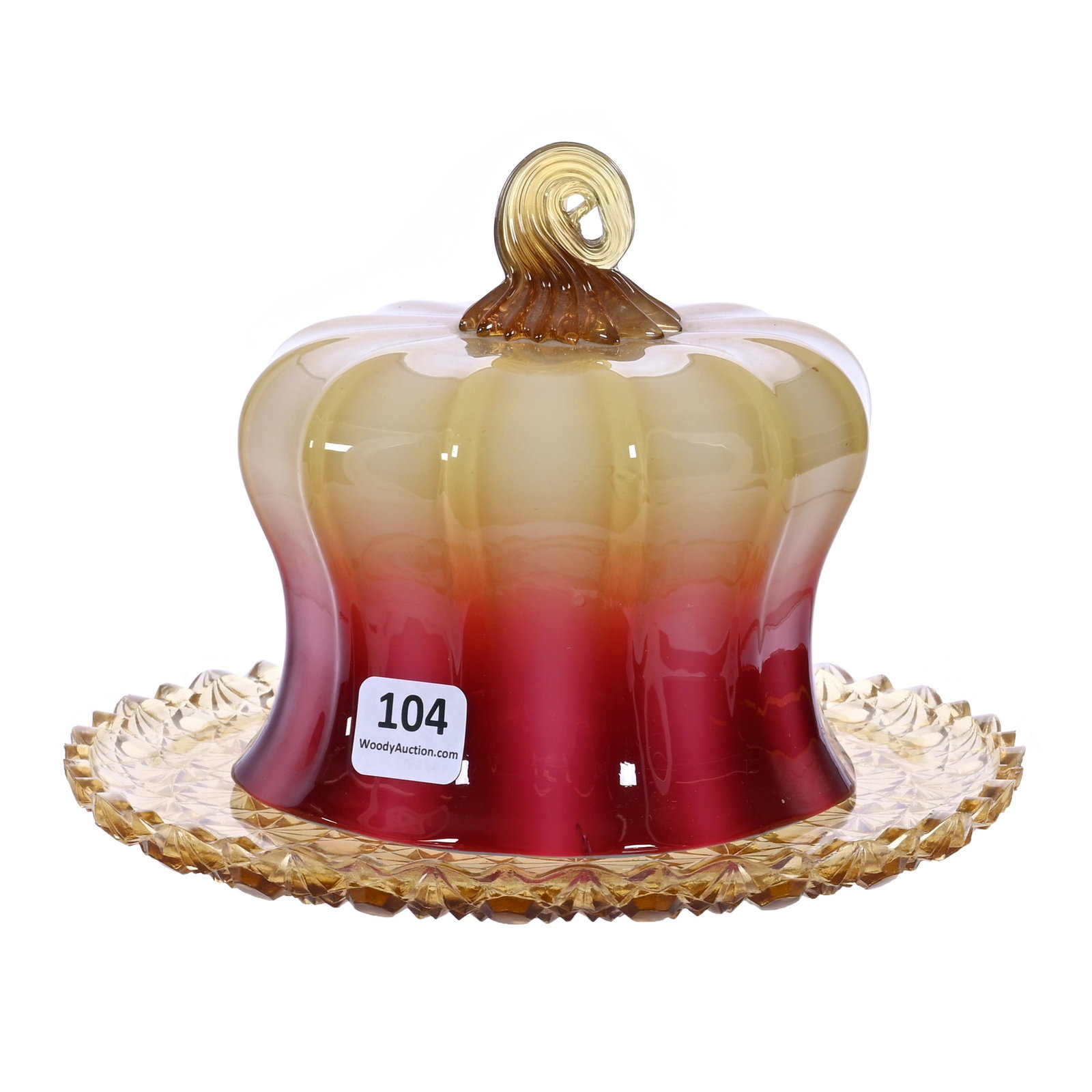 Butter Dish, Plated Amberina Art Glass By New England (1 of 3)