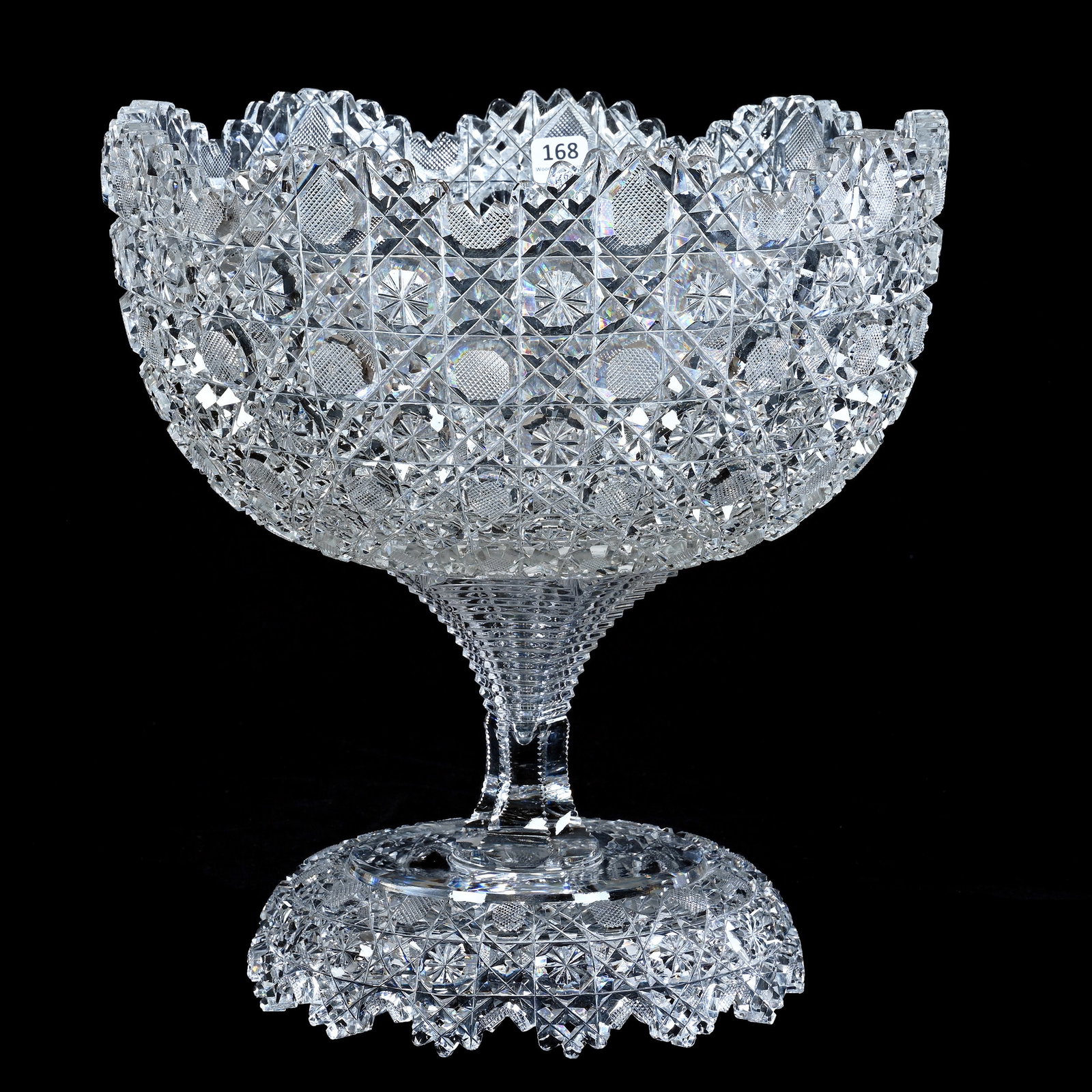 Two Part Punch Bowl/Convertible Bowl And Compote, American Brilliant Cut Glass, Harvard Pattern (1 of 3)