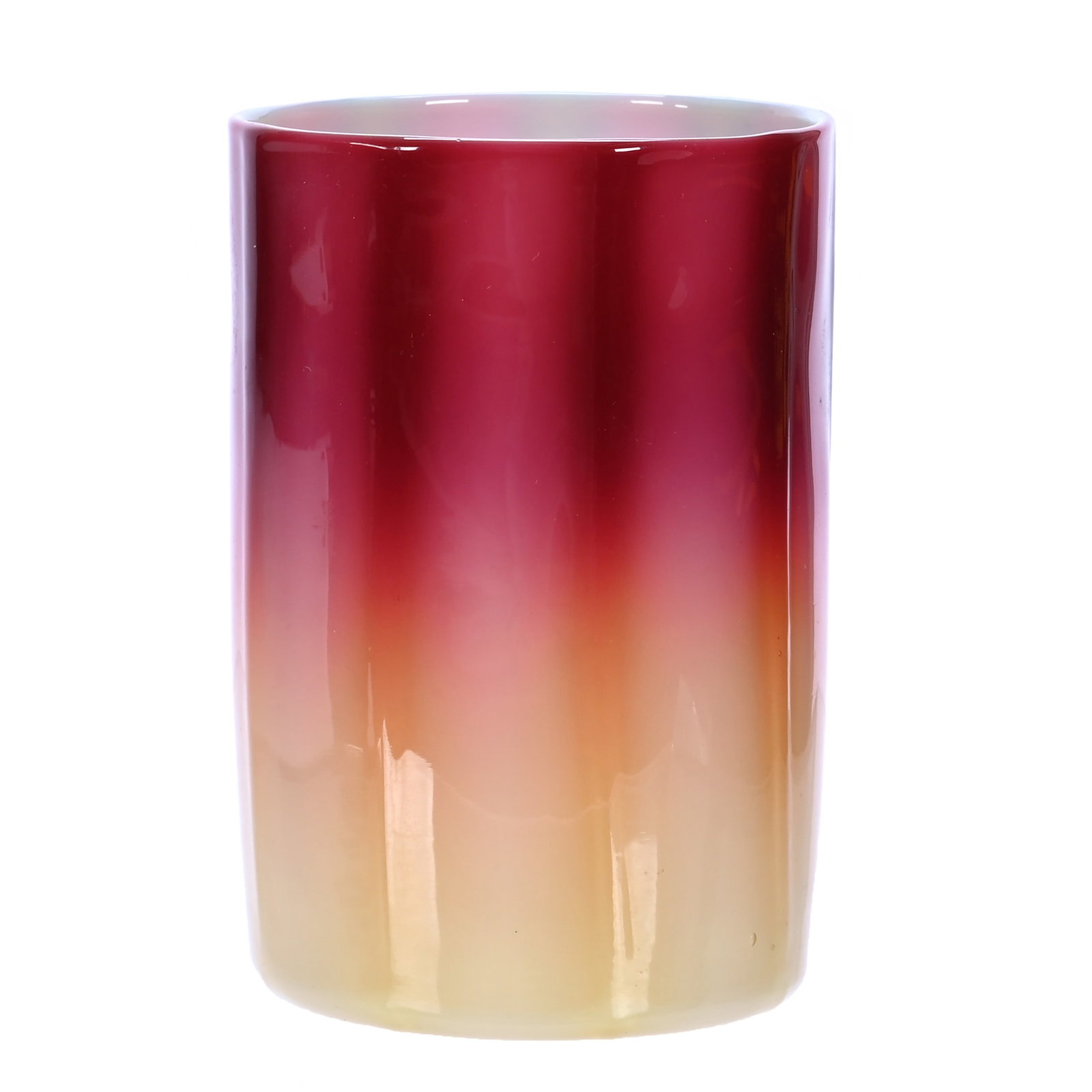 Tumbler, Plated Amberina Art Glass By New England: Tumbler, Plated Amberina Art Glass By New England, 3.75 x 2.5 x 2.5 Inches, Great Color, 0.4 Pounds, Douglass Millhoff Collection, OH, Effective 6/6/26 - All LiveAuctioneers Invoices Must Be Paid