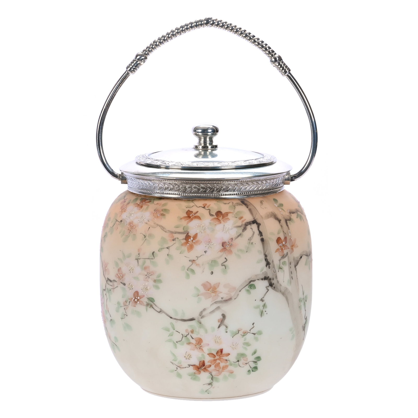Biscuit Jar, Unmarked Mt. Washington, Burmese Colored Opalware (1 of 3)