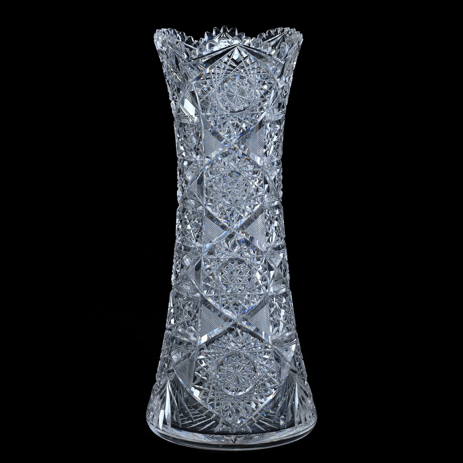 Vase, American Brilliant Cut Glass, Signed J. Hoare, Monarch Pattern (1 of 3)