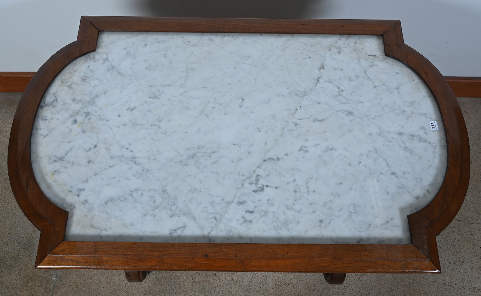 Library Table, Walnut Framed Marble Top, Nice Example - 2