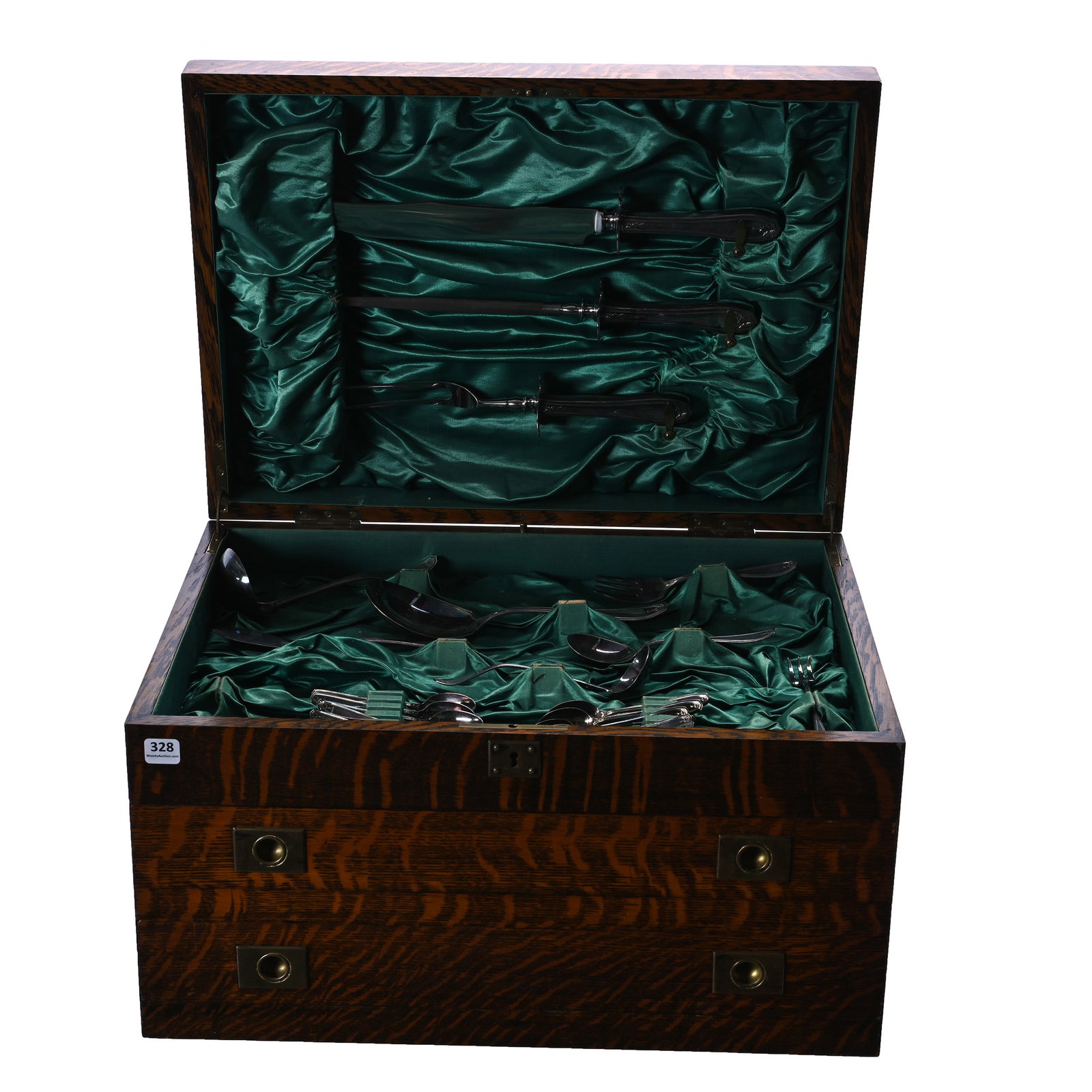 117 Piece Flatware Set In Original Chest, Rogers Silverplate "Chippendale" Pattern (AKA Adair) (1 of 7)