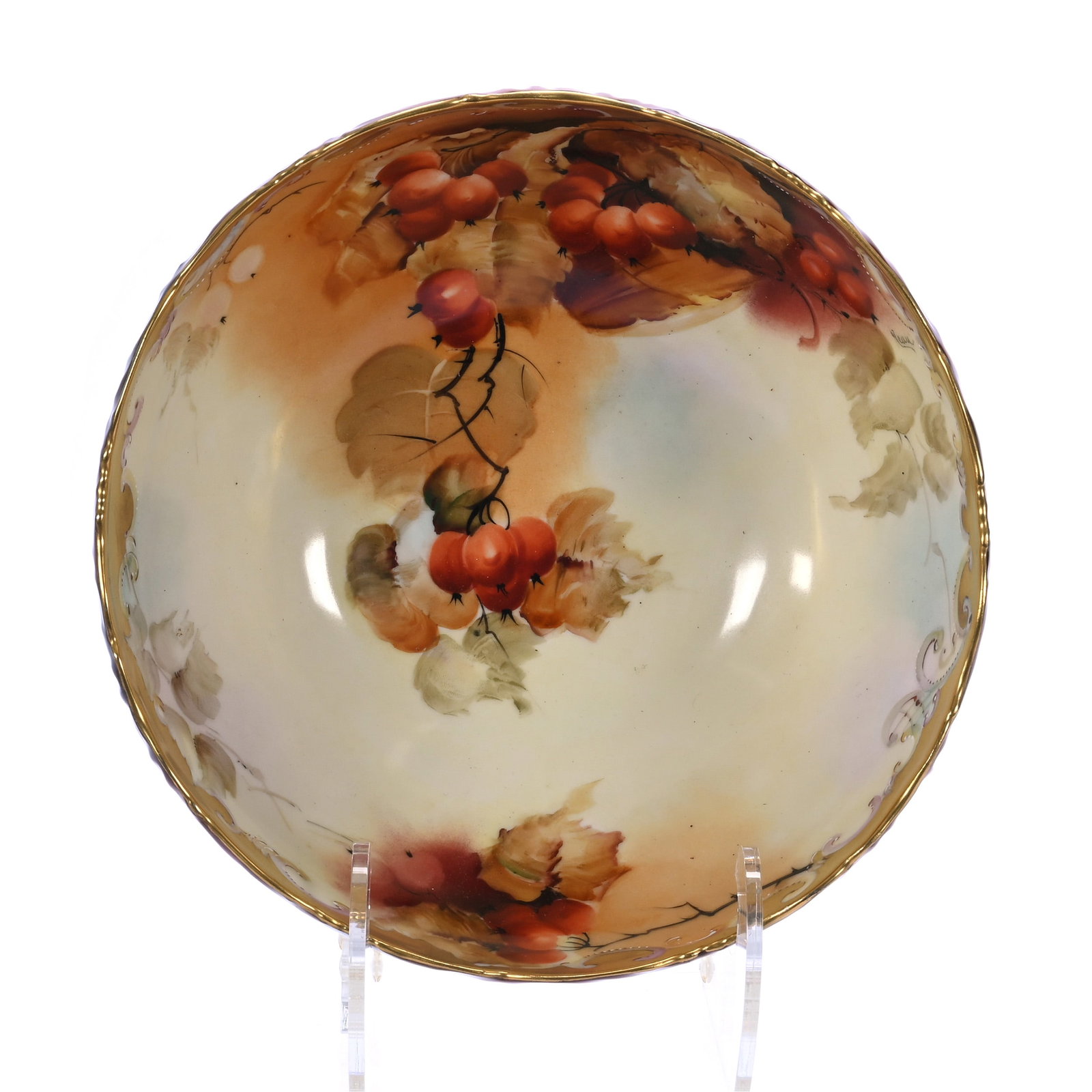 Bowl, Unmarked Pickard, Autumn Currants Decor: Bowl, Unmarked Pickard, Autumn Currants Decor, 9.5 x 9.5 x 4.5 Inches, Artist Signed Maxwell Rean Klipphahn, 2.2 Pounds, William (Bill) Wright Collection. Effective 6/6/26, All LiveAuctioneer Invoices