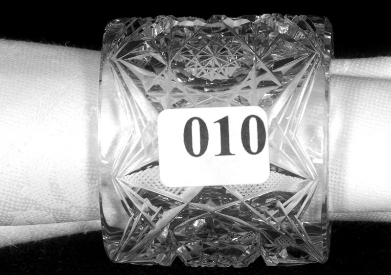 2" DIAMETER, AMERICAN BRILLIANT CUT GLASS NAPKIN RING H