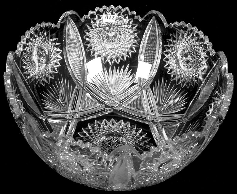 7" X 14" AMERICAN BRILLIANT CUT GLASS SINGLE PIECE PUNC