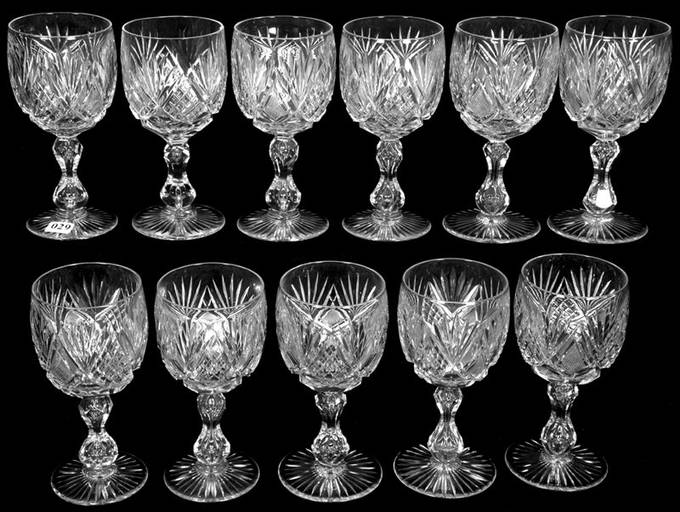 (11) 7" American Brilliant Cut Glass Water Goblets