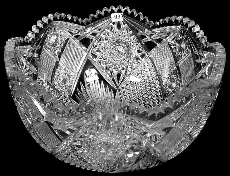 7" X 14" AMERICAN BRILLIANT CUT GLASS SINGLE PIECE PUNC