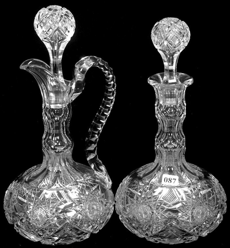 Pair 13" American Brilliant Cut Glass Decanters