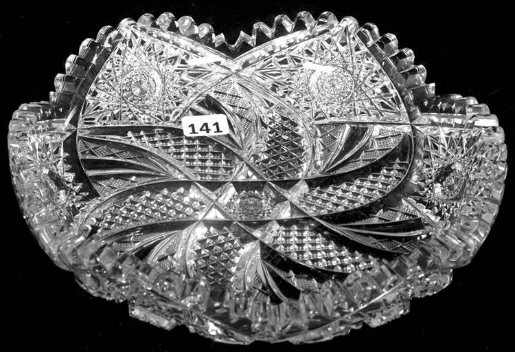 9" American Brilliant Cut Glass Low Bowl