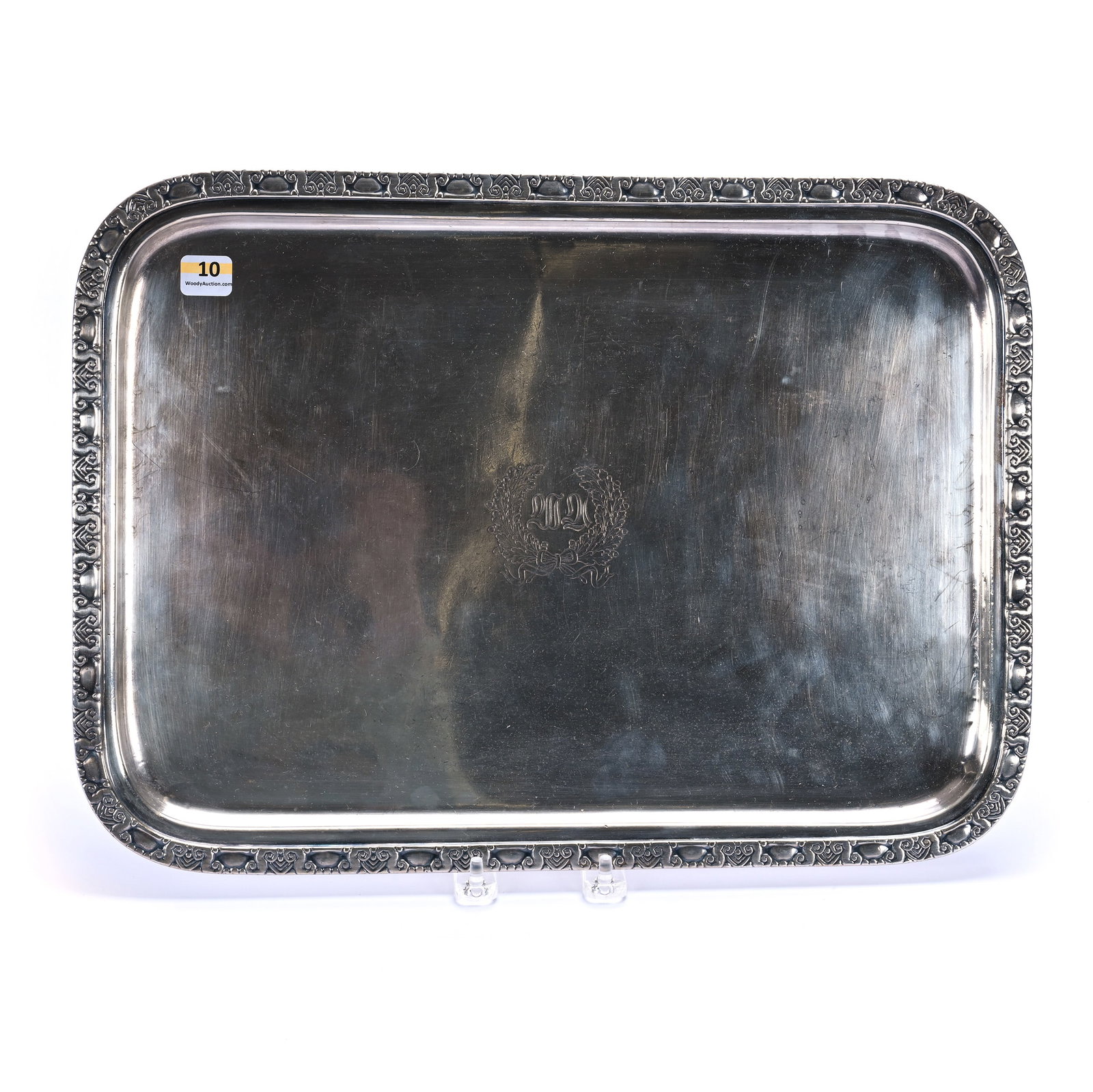 Serving Tray, Marked The Waldorf-Astoria 1936 Room Service By International Silver Company: Serving Tray, Marked The Waldorf-Astoria 1936 Room Service By International Silver Company, 16.5 x 12 x 0.75 Inches, Silver Soldered, Model #05038, Beautiful, Historical Art Deco Tray, 4.5 Pounds, Gra