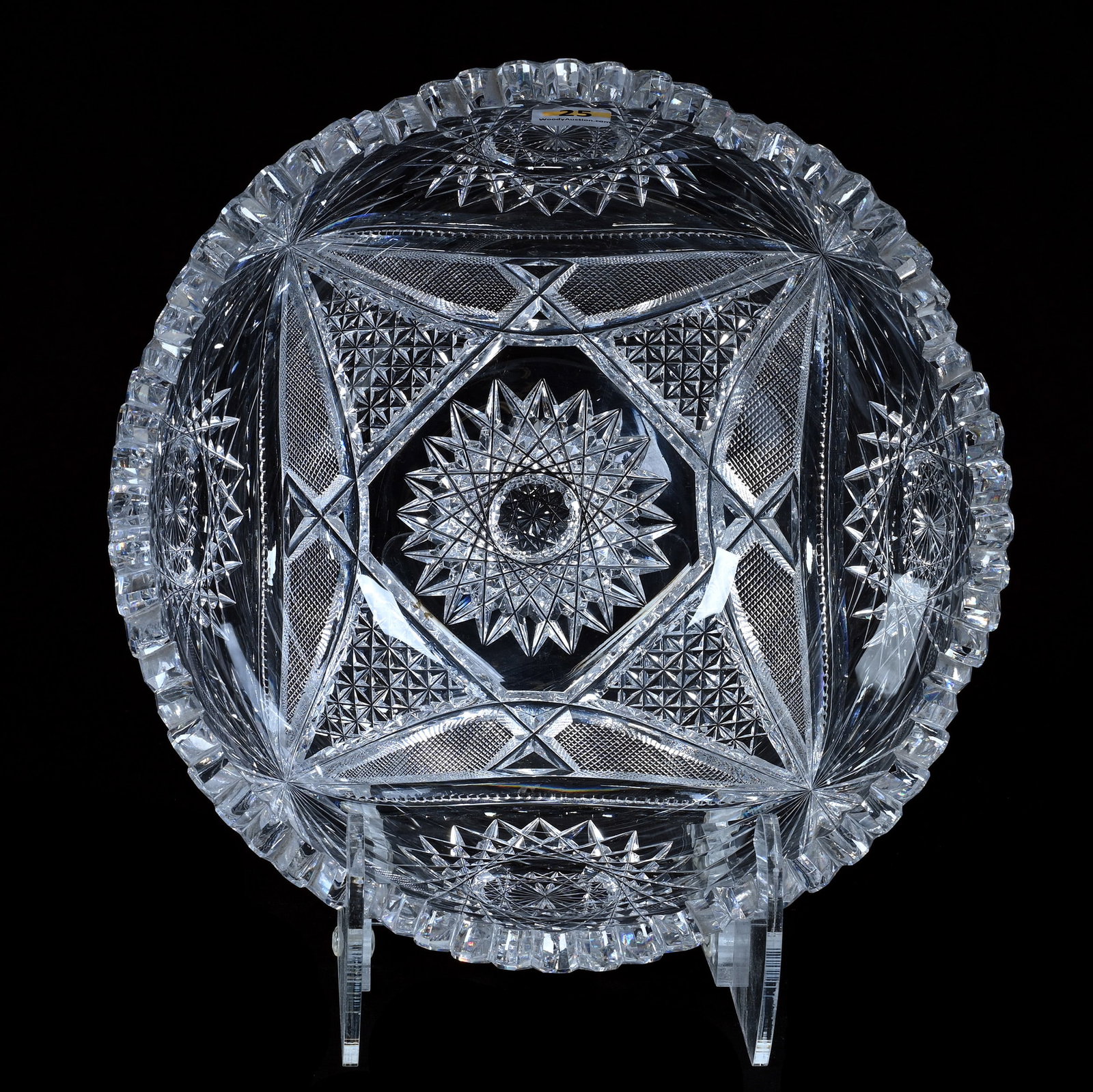 Bowl, American Brilliant Cut Glass, Drape Pattern (Also Known As Richmond) By Straus: Bowl, American Brilliant Cut Glass, Drape Pattern (Also Known As Richmond) By Straus, 10 x 10 x 5 Inches, Quality Blank, 6.6 Pounds, Grady and Annette Hite Collection, North Carolina. Effective