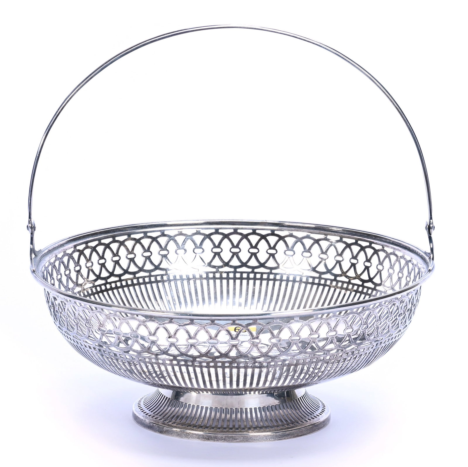 Sterling Bowl/Basket, Marked Watson Company: Sterling Bowl/Basket, Marked Watson Company, 10.5 x 10.5 x 5.25 Inches, Model # 3341, Reticulated Border, Monogram Center, 580 Grams, Grady and Annette Hite Collection, North Carolina. Effective 6/6/2