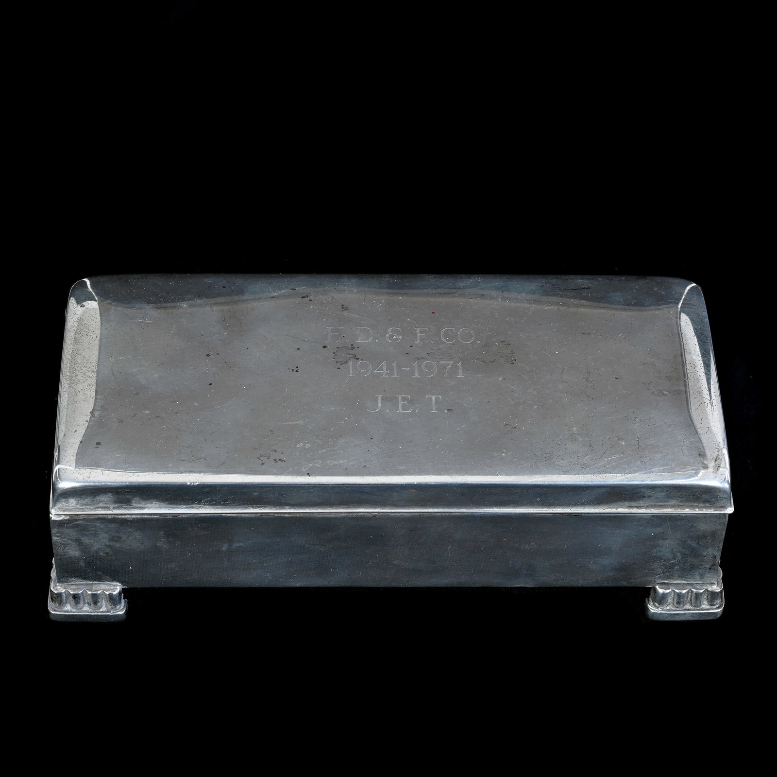 Presentation Box, Sterling Silver Marked By Poole, Model #82A: Presentation Box, Sterling Silver Marked By Poole, Model #82A, 2.25 x 7.75 x 3.5 Inches, Wood Lined Interior, 1.4 Pounds, Grady and Annette Hite Collection, North Carolina. Effective 6/6/26, All