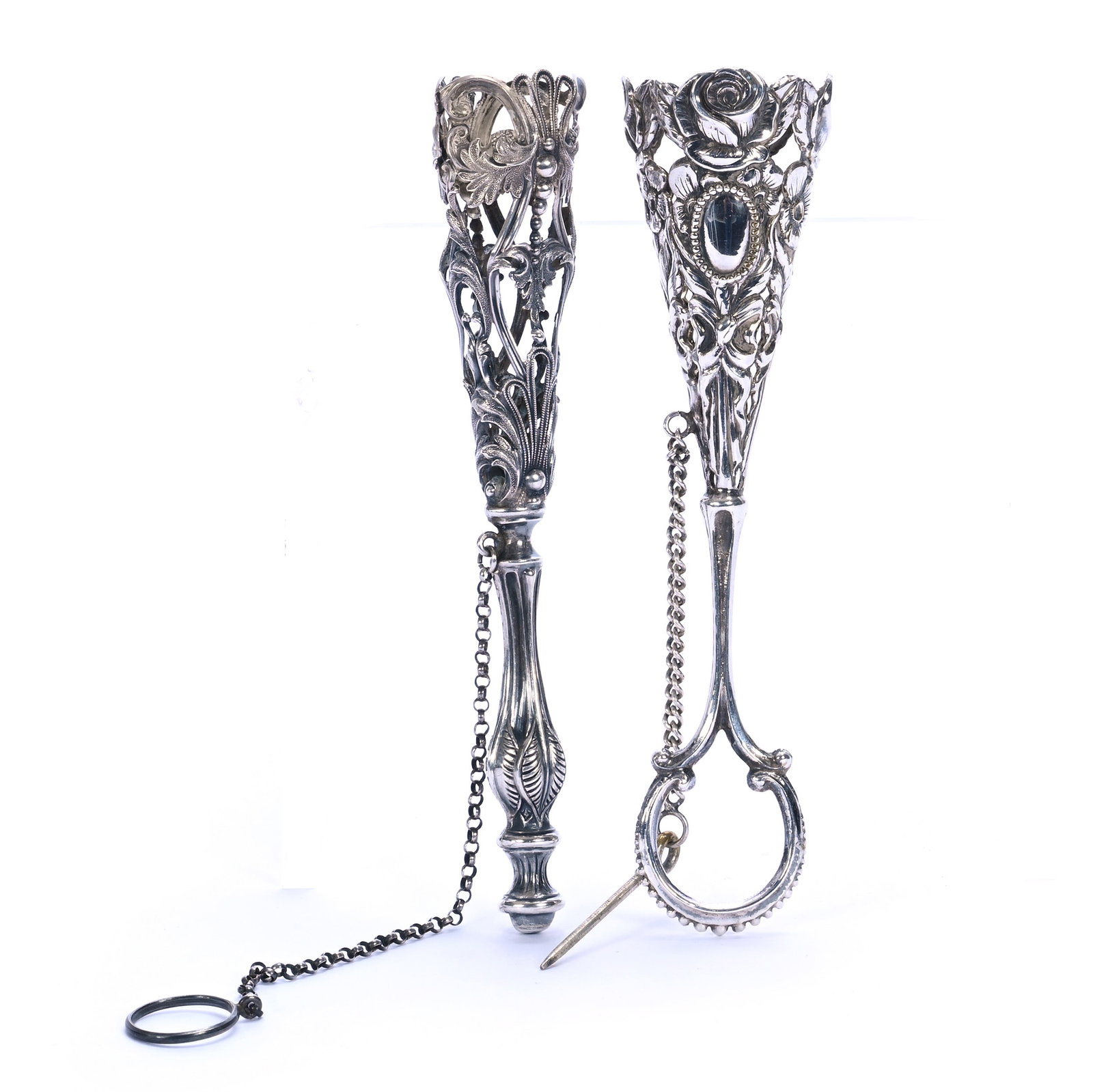 (2) Victorian Silverplate Bouquet Holders: (2) Victorian Silverplate Bouquet Holders, 5.75 x 1.5 x 1.5 Inches, , 0.1 Pounds, Grady and Annette Hite Collection, North Carolina. Effective 6/6/26, All LiveAuctioneers Invoices Must Be Paid Using T