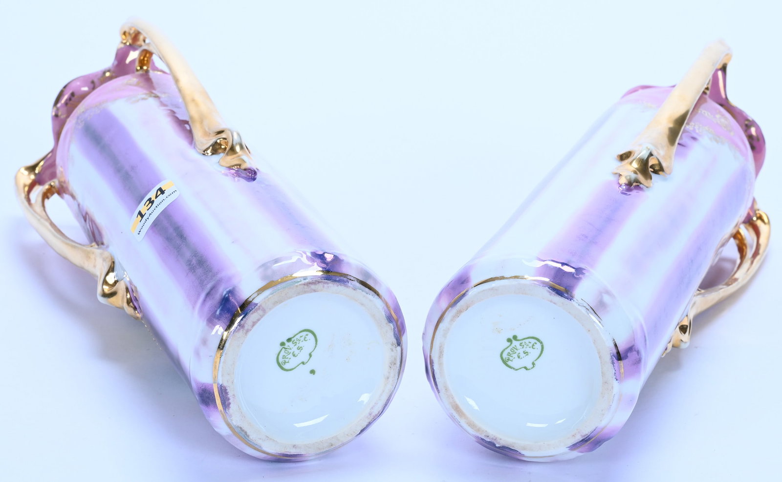 Pair Three Handled Vases, Marked Prov Saxe - 3